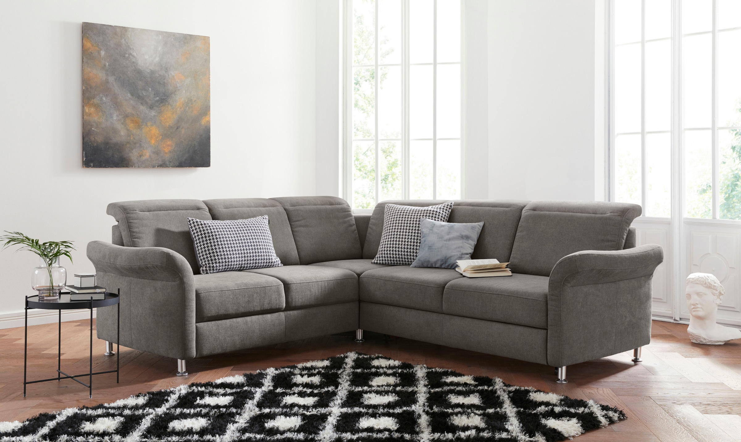 sit&more Ecksofa "Darwin L-Form" inklusive Federkern, wahlweise mit Kopfteilverstellung, Schlaffunktion
