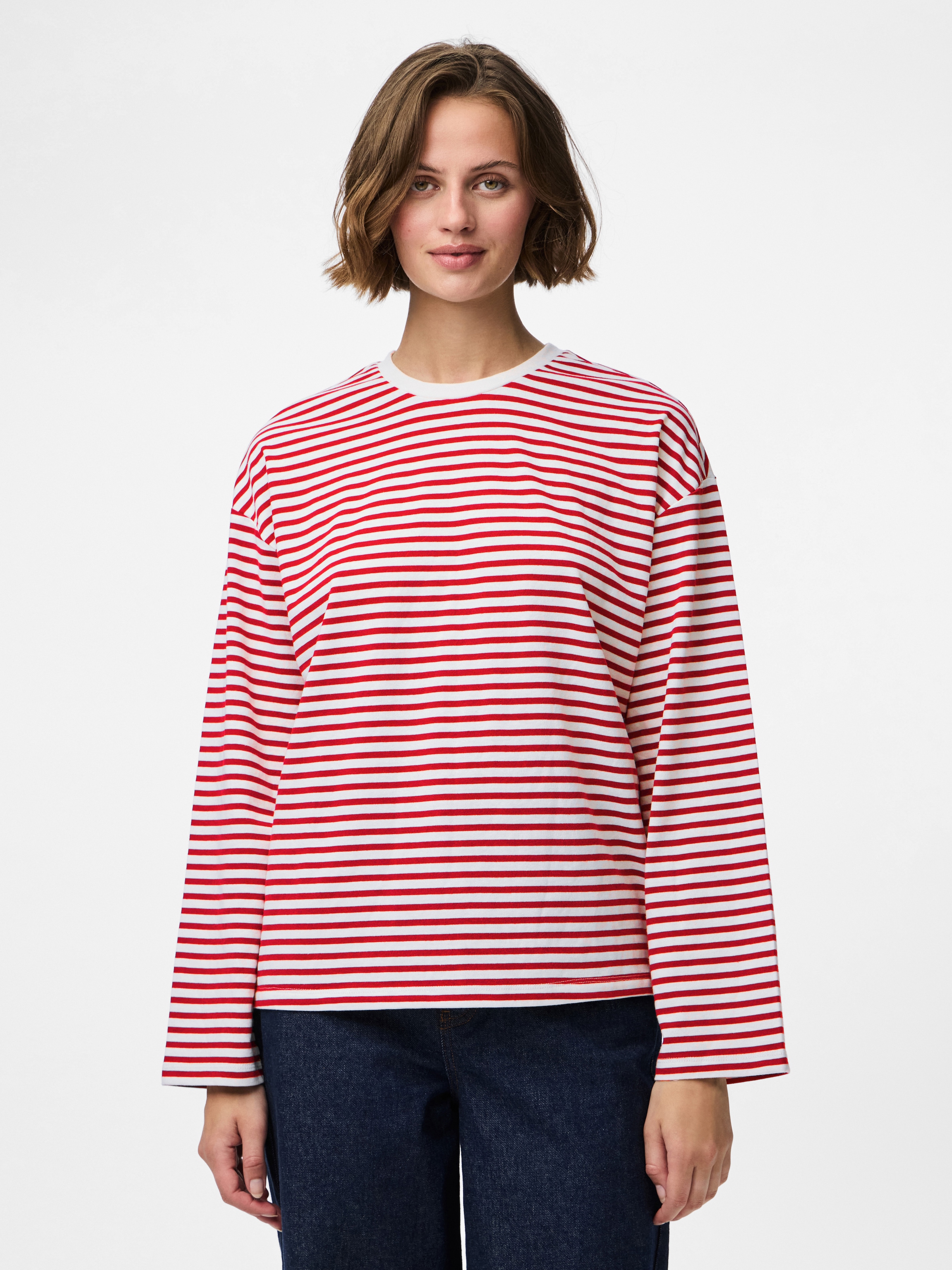 pieces Langarmshirt "PCSADIE LS TOP JRS NOOS" Baumwollmischung, oversize