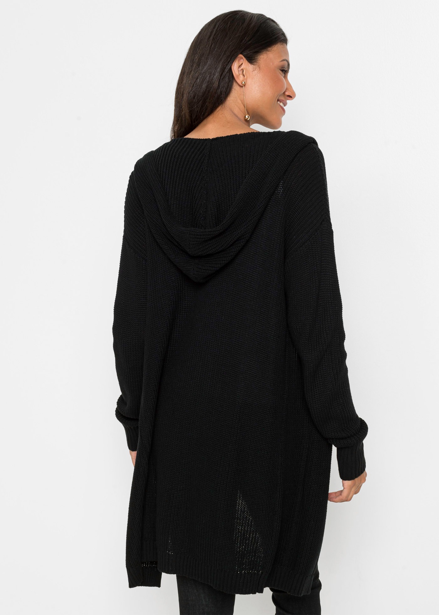 bonprix Longstrickjacke "Longstrickjacke mit Kapuze" schmale Passform, mit günstig online kaufen