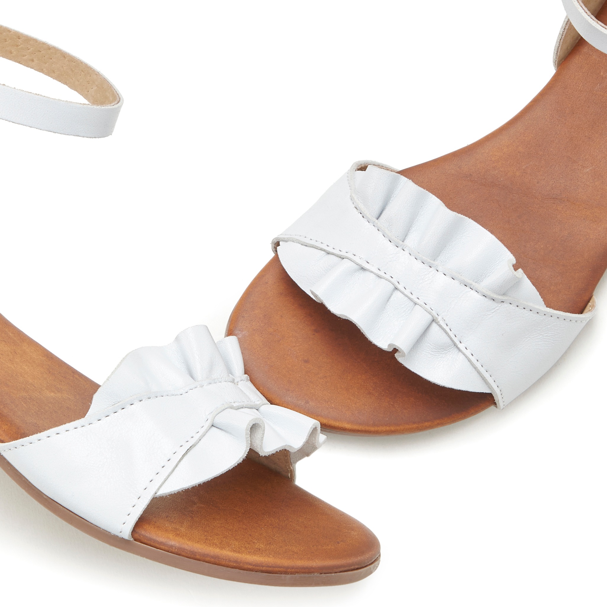 Sandale LASCANA "Sommerschuh", Damen, Gr. 43, weiß, Obermaterial: 100% Ziegenleder. Decksohle: 100% Rindsleder. Futter: 100% Schweinsleder. Laufsohle: 100% Synthetik, unifarben, Schuhe Sandale, Sandalette, Sommerschuh, offener Schuh aus Leder 3