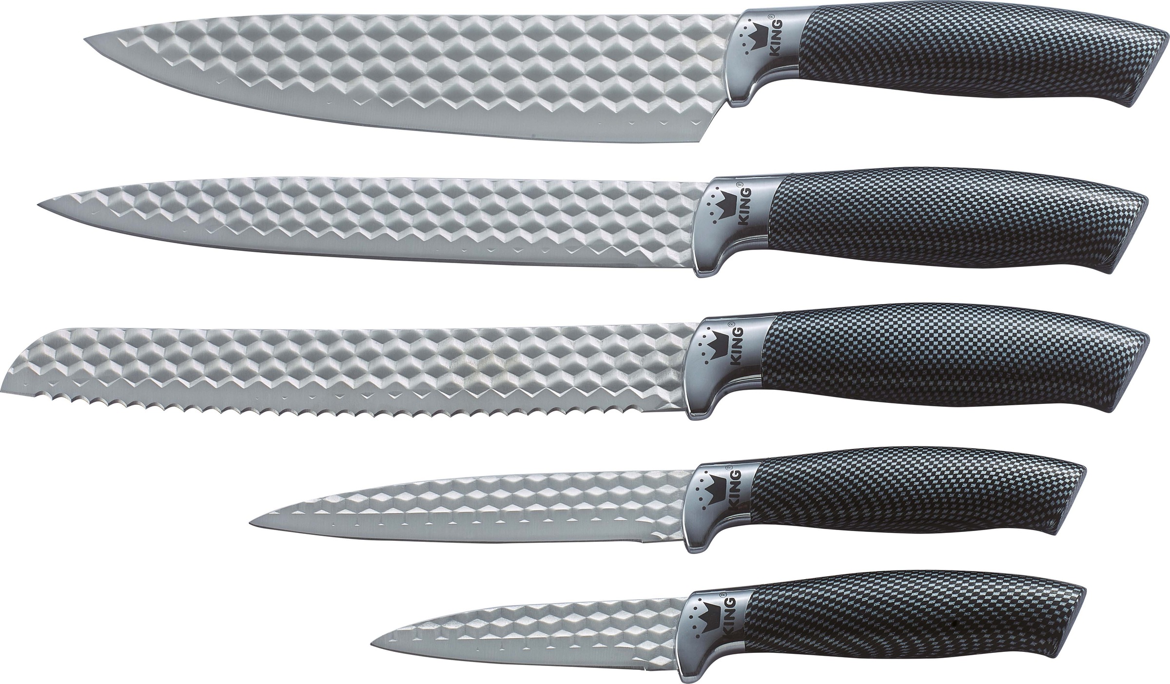 KING Messerblock "Carbon Diamond", silber, Messerblöcke, Klingen mit Rautenstruktur