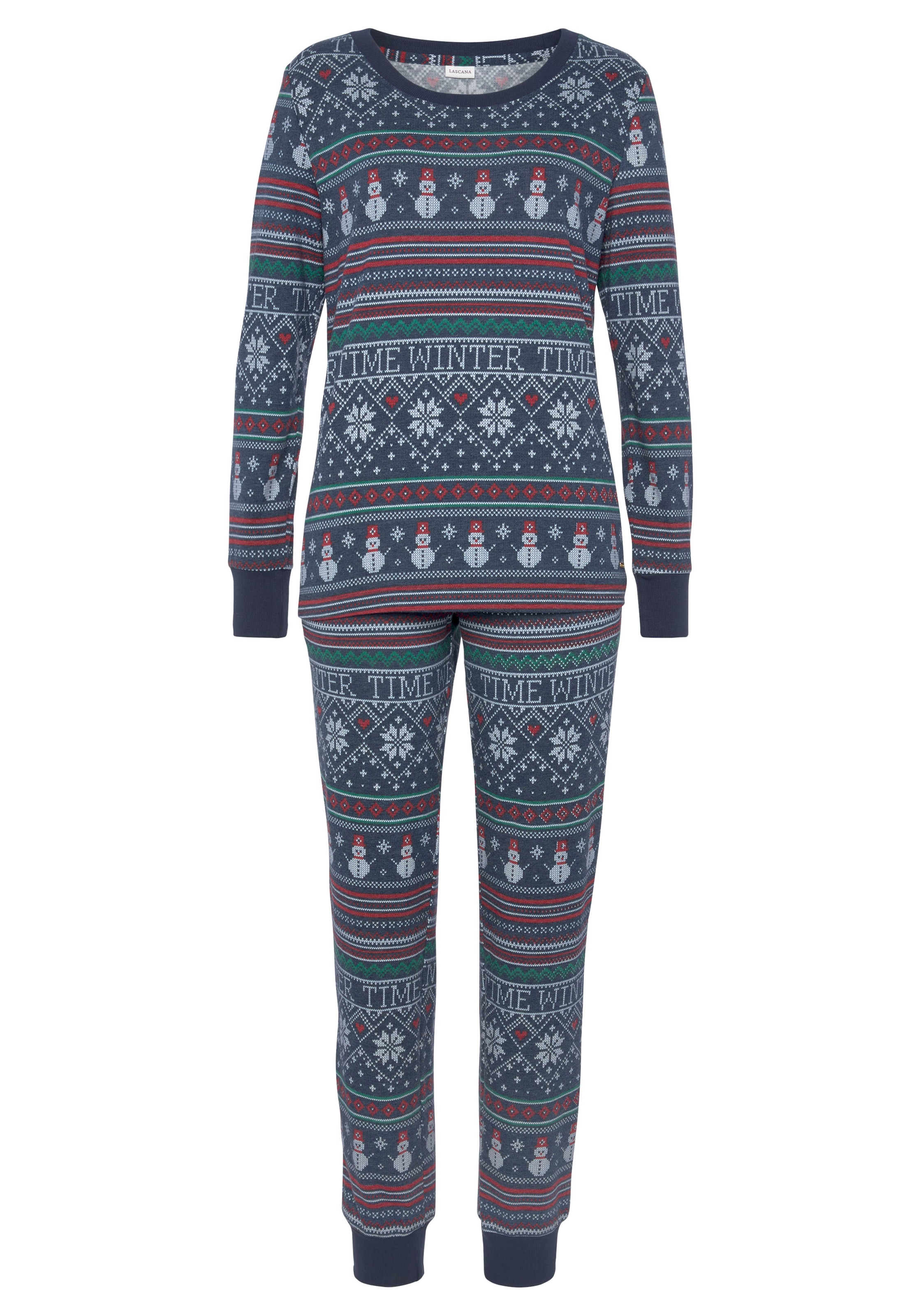 LASCANA Pyjama 2 tlg. mit winterlichem Druck