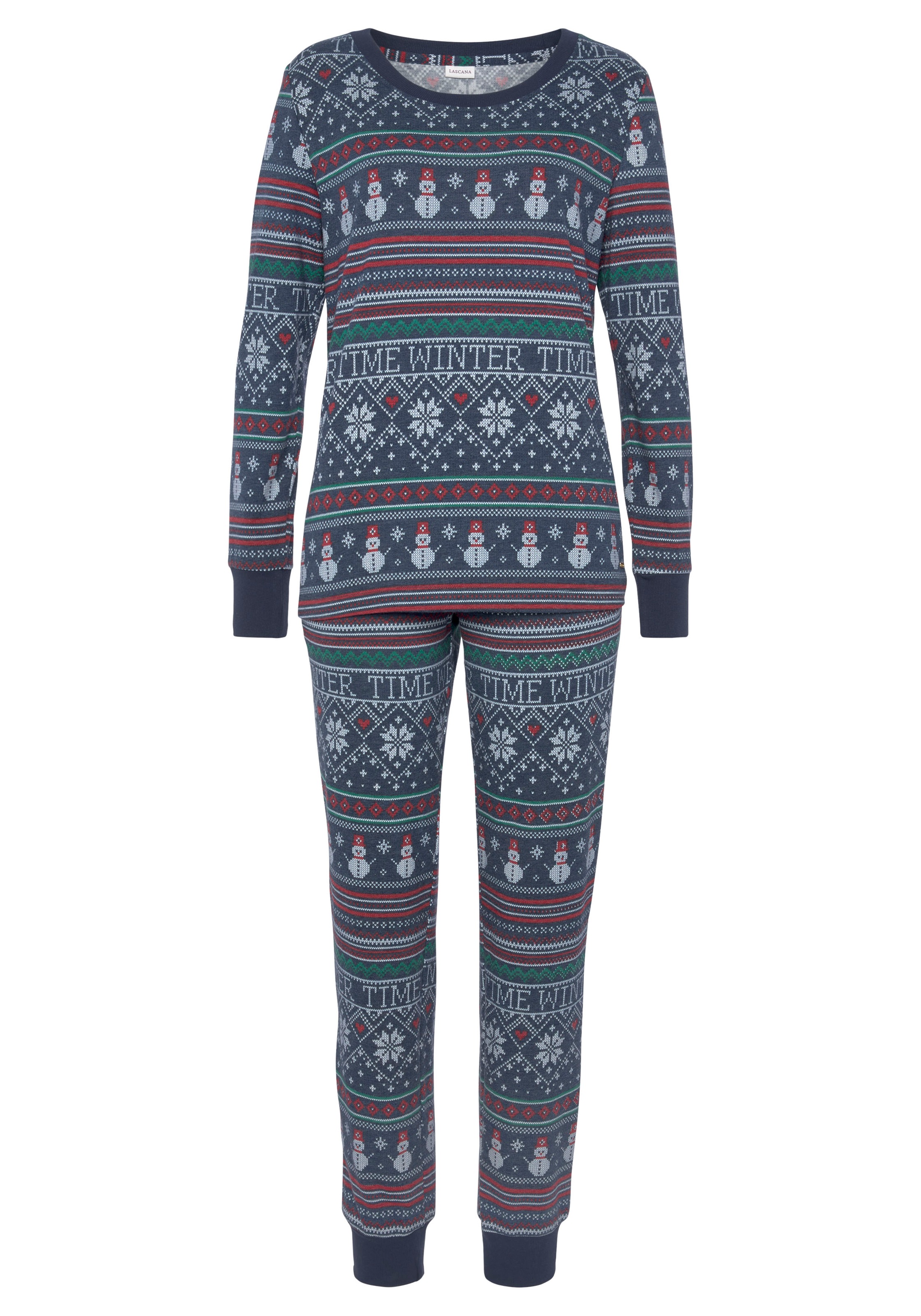 LASCANA Pyjama 2-teilig, 2 tlg. mit winterlichem Druck günstig online kaufen