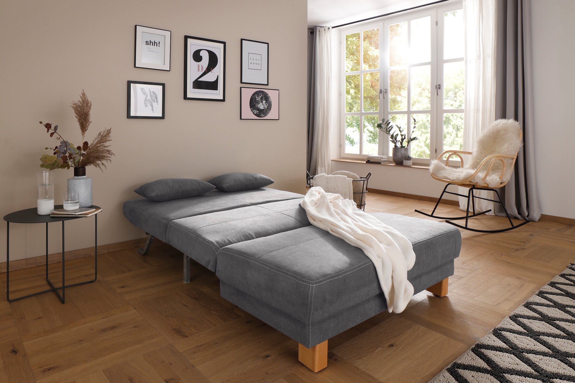 Home affaire Schlafsofa »Gina«, vom Sofa zum Bett mit einem Handgriff, in 4 Breiten, Nierenkissen