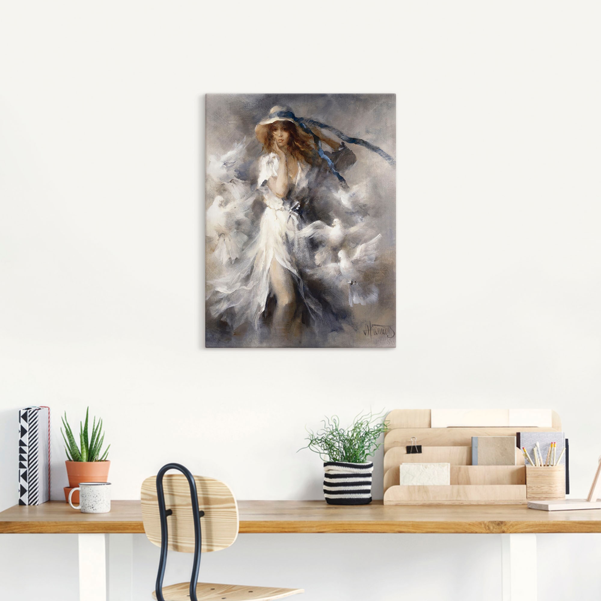 Artland Wandbild »Tauben«, Frau, (1 St.), als Leinwandbild, Poster in verschied. Größen