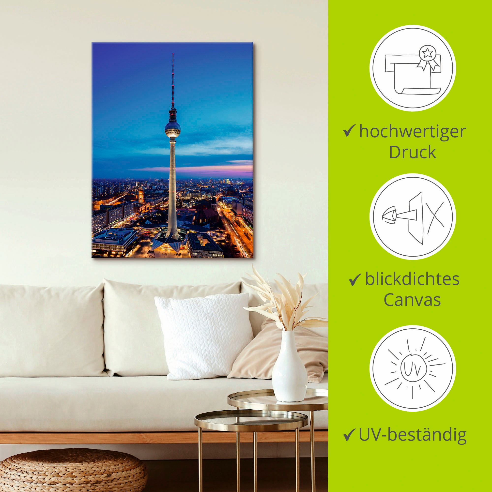 Artland Wandbild »Berlin Fernsehturm«, Deutschland, (1 St.), als Leinwandbild in verschied. Größen