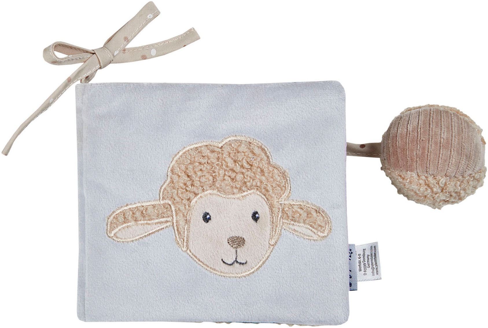 STERNTALER Kinder Greifspielzeug "Spielbuch Bauernhof", blau, Baumwolle, Polyester, B:13cm H:11,5cm, Greifspielzeug