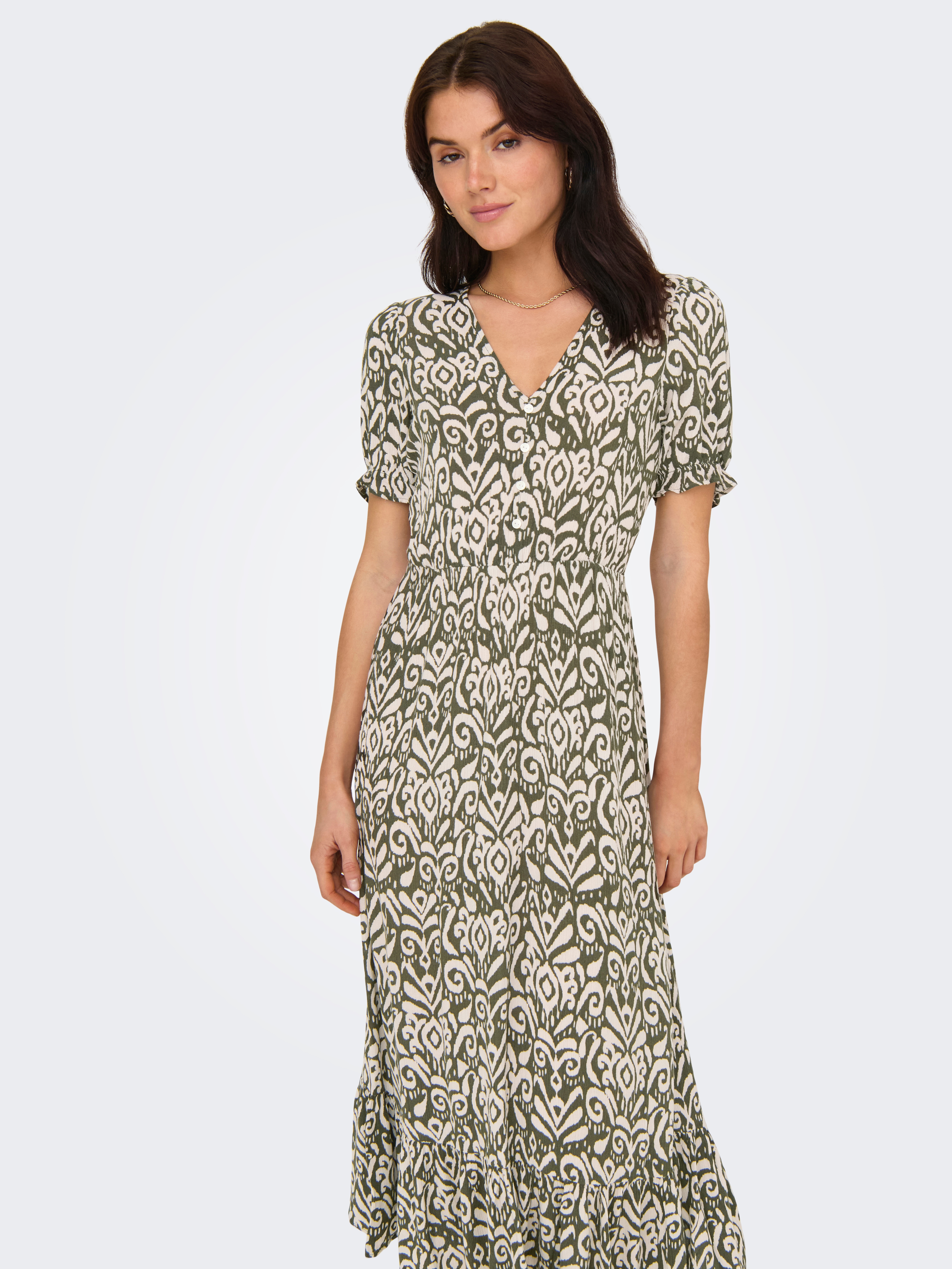 ONLY Maxikleid "ONLCHIANTI S/S LONG DRESS WVN NOOS" Viskose, regular fit
