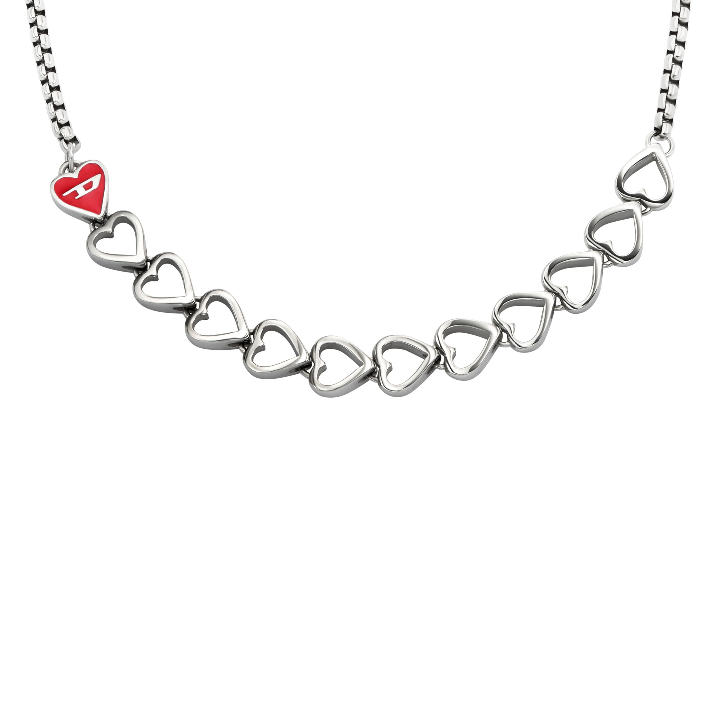 Diesel Collier »Schmuck Geschenk Edelstahl  D LOGO Herzen« Emaille