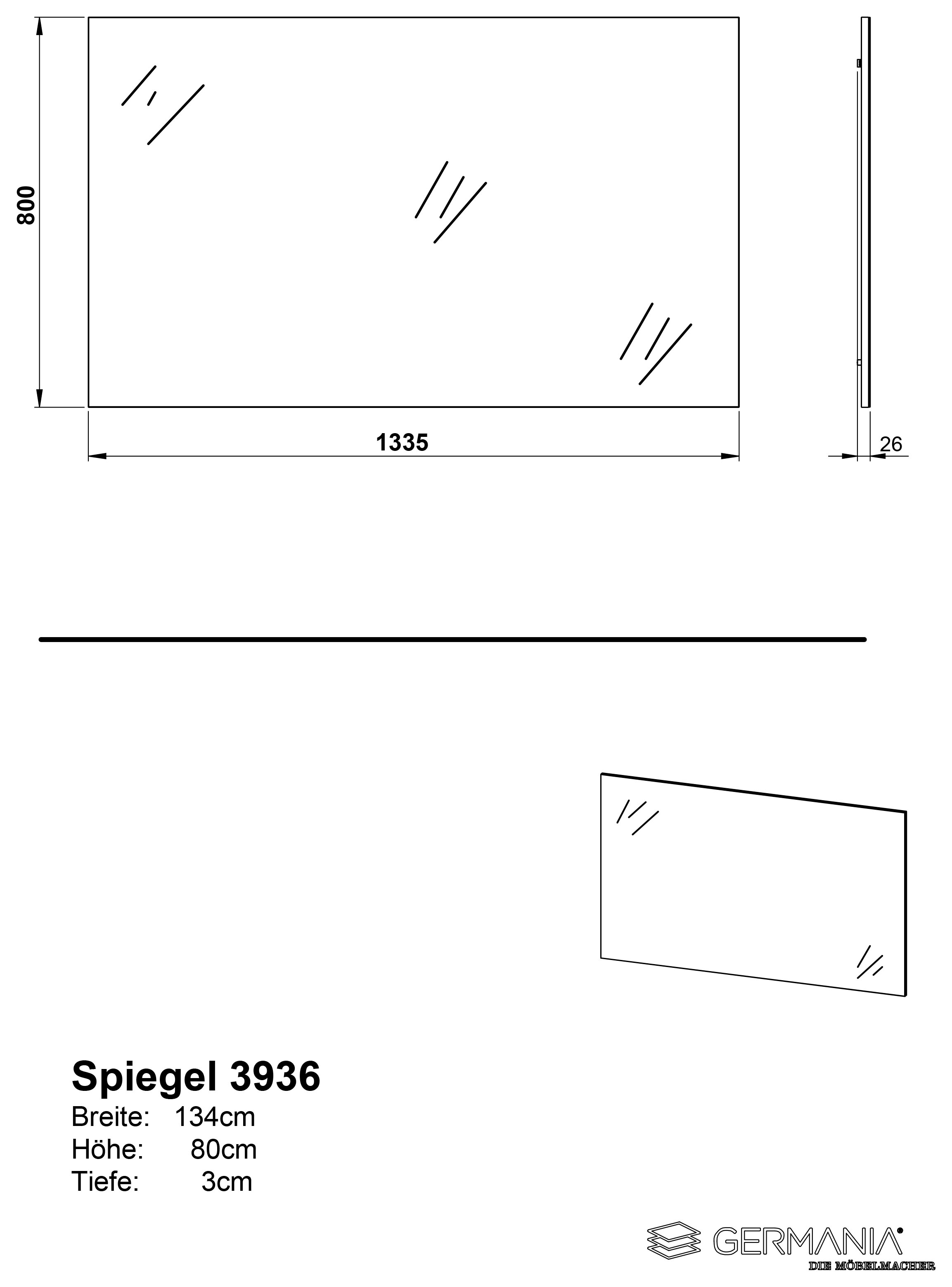 GERMANIA Garderoben-Set »GW-Libbiano«, (3 St.), Garderoben-Set bestehend aus Mehrzweckschrank, Spiegel und Paneel