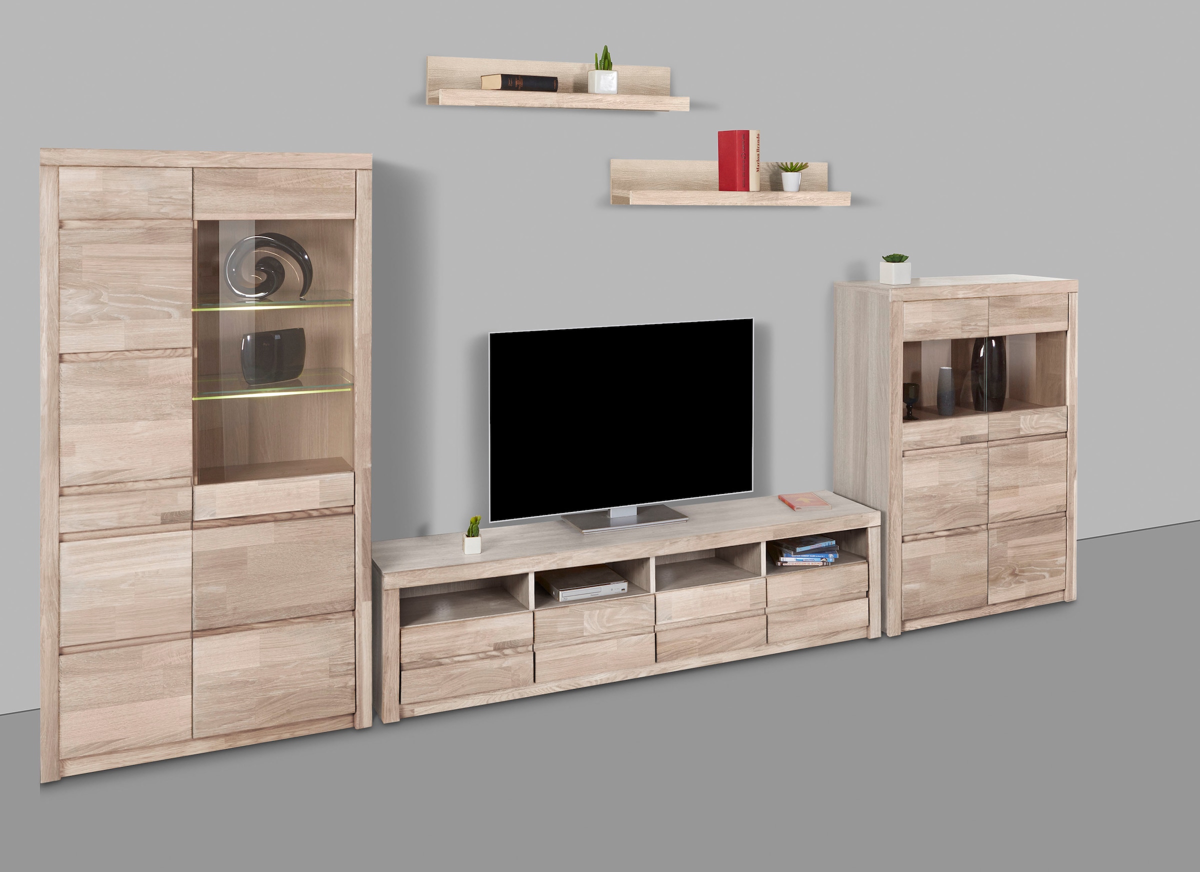 Home affaire Wohnwand "Silkeborg" Set, 5 Stk. tlg. teilmassiv mit schöner, günstig online kaufen