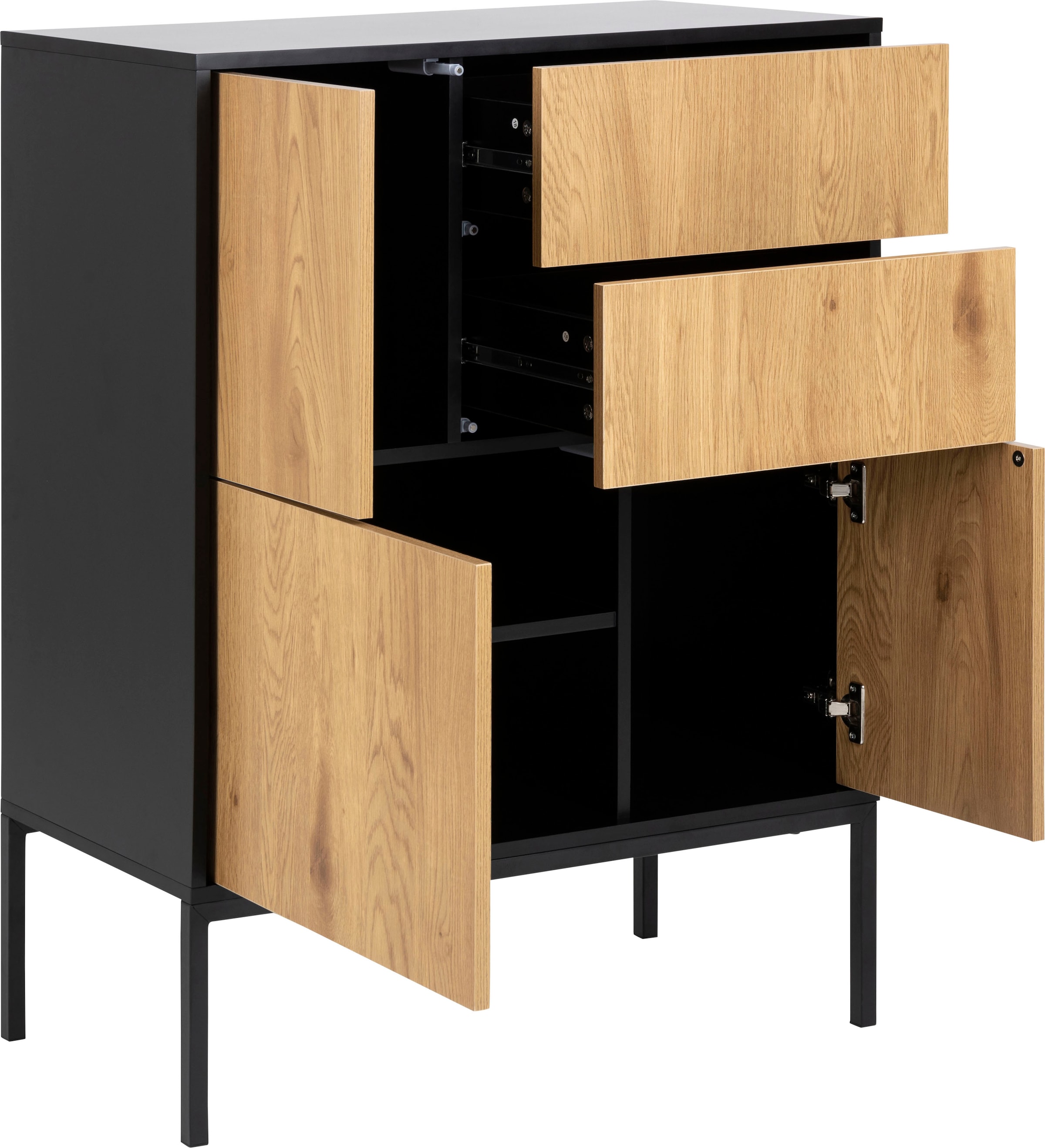 ACTONA GROUP Sideboard, (1), mit Wildeiche-Nachbildung, 3 Türen und 2 Schubladen, Breite 80 cm