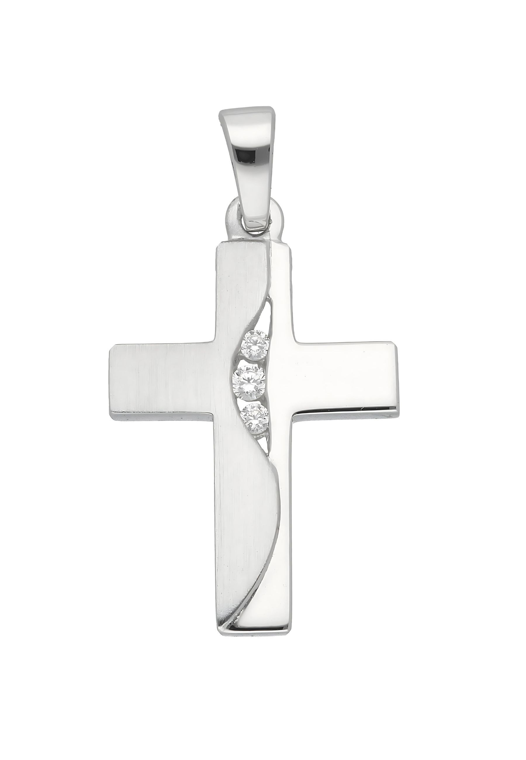 Kreuzanhänger ADELIA´S "Damen & Herren 925 Silber Kreuz Anhänger mit Zirkonia", silber, Schmuckanhänger, Damen, Silber 925 (Sterlingsilber), mit Zirkonia für Damen & Herren 4