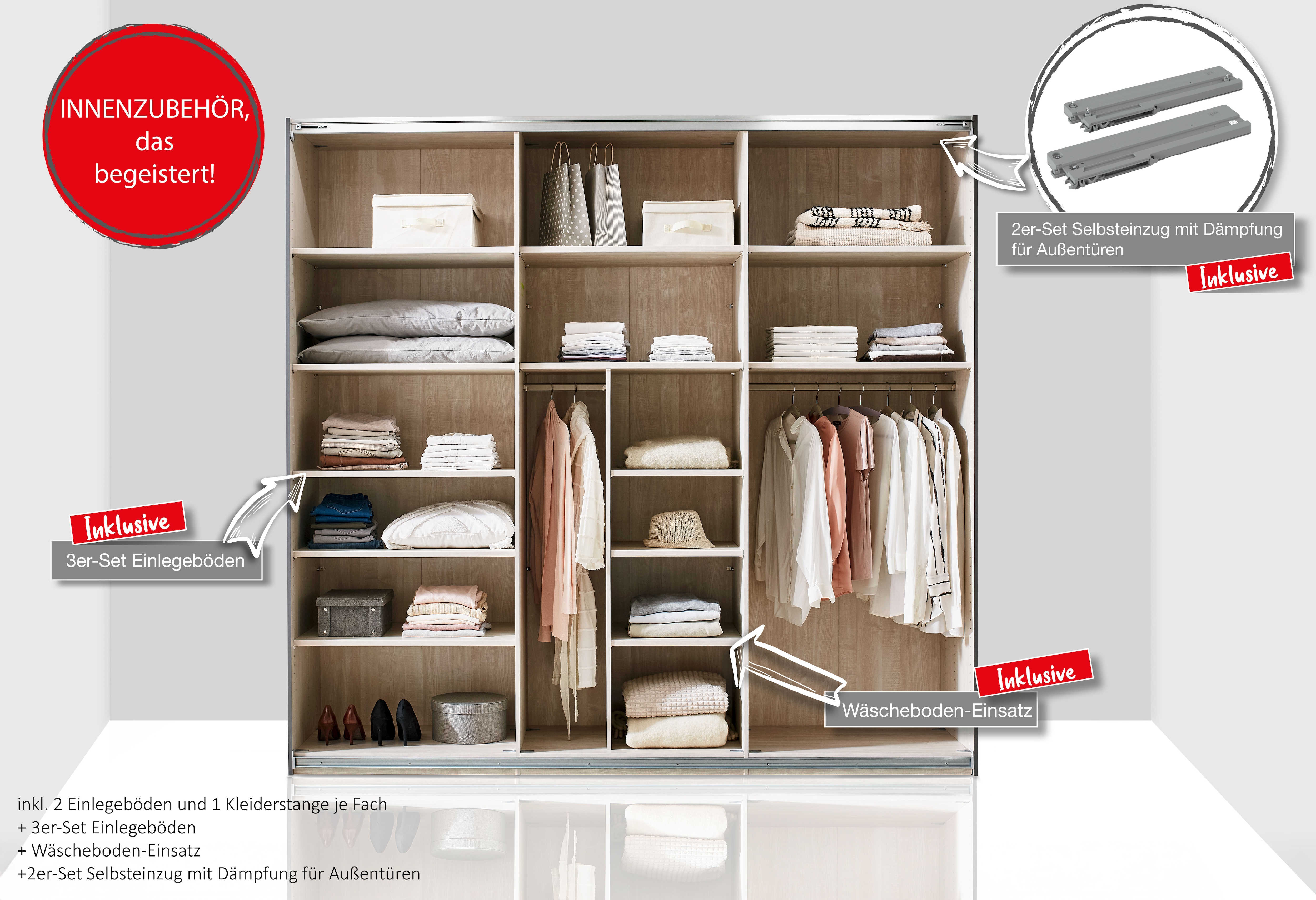 Thumbnail - WIEMANN Schwebetürenschrank "Phoenix, Made in Germany, modernes Design, Highlight, Blickfang" Viele Farbkombinationen, i...