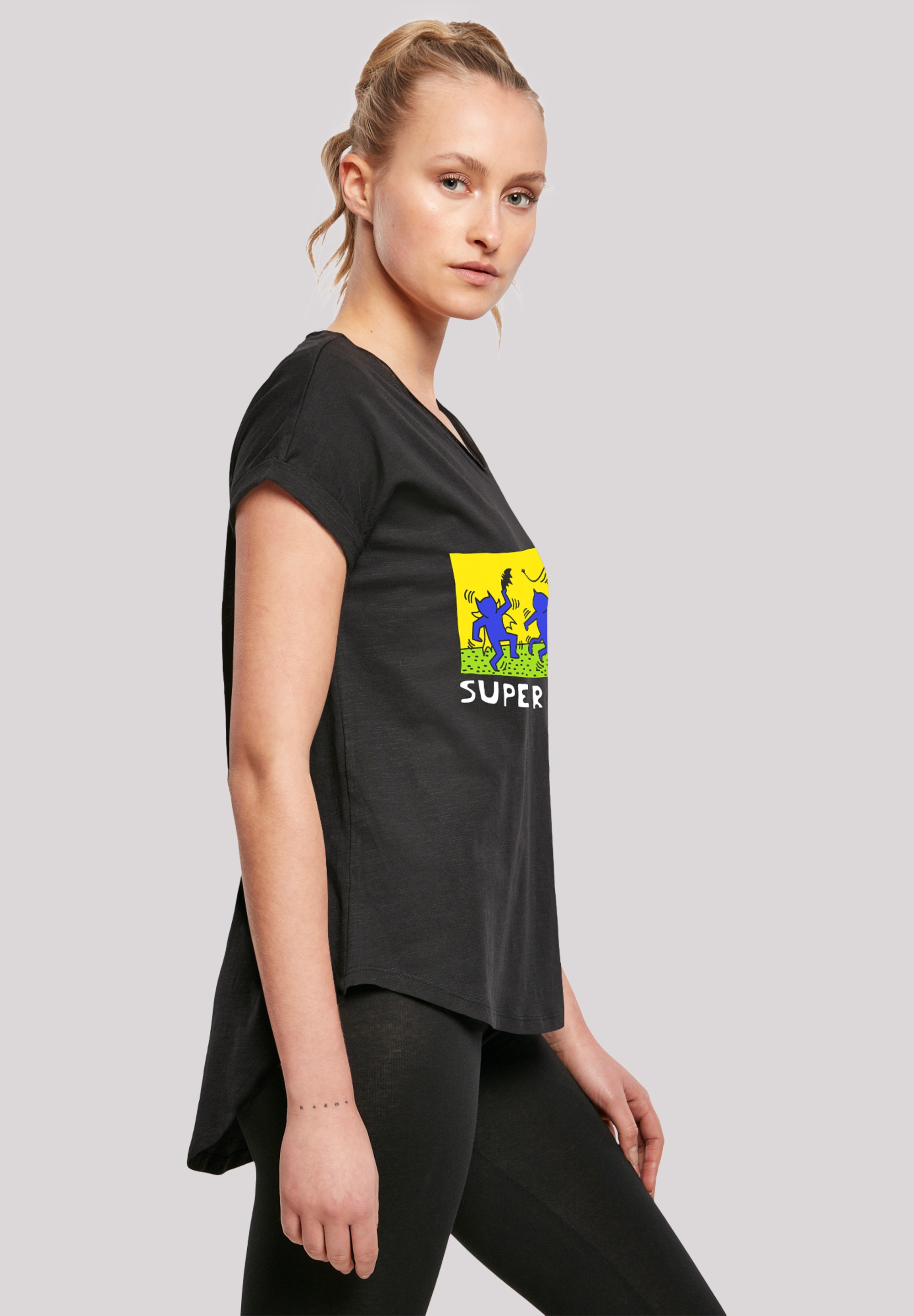 F4NT4STIC Kurzarmshirt »F4NT4STIC Damen Batman Pop Art -WHT with Ladies Long Slub Tee«, (1 tlg.)