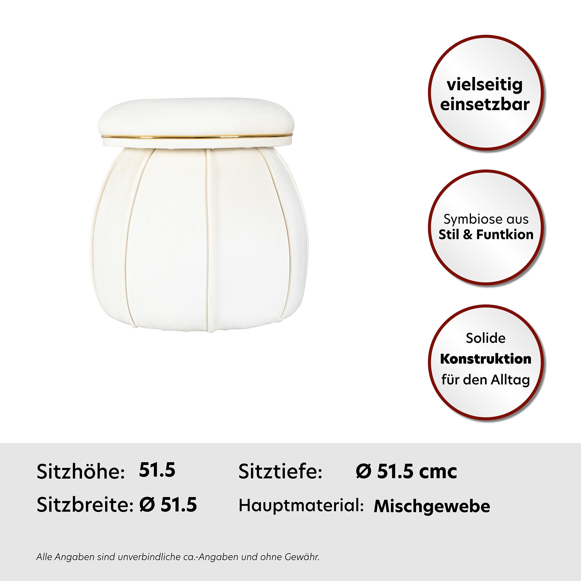 Kayoom Sitzhocker »Hocker Corin,extravagante Form,stilvolle Farben,elegant gesteppter Fuß«, (1 St.), komfortabel, hochqualitativ, pflegeleicht, sorgfältig verarbeitet