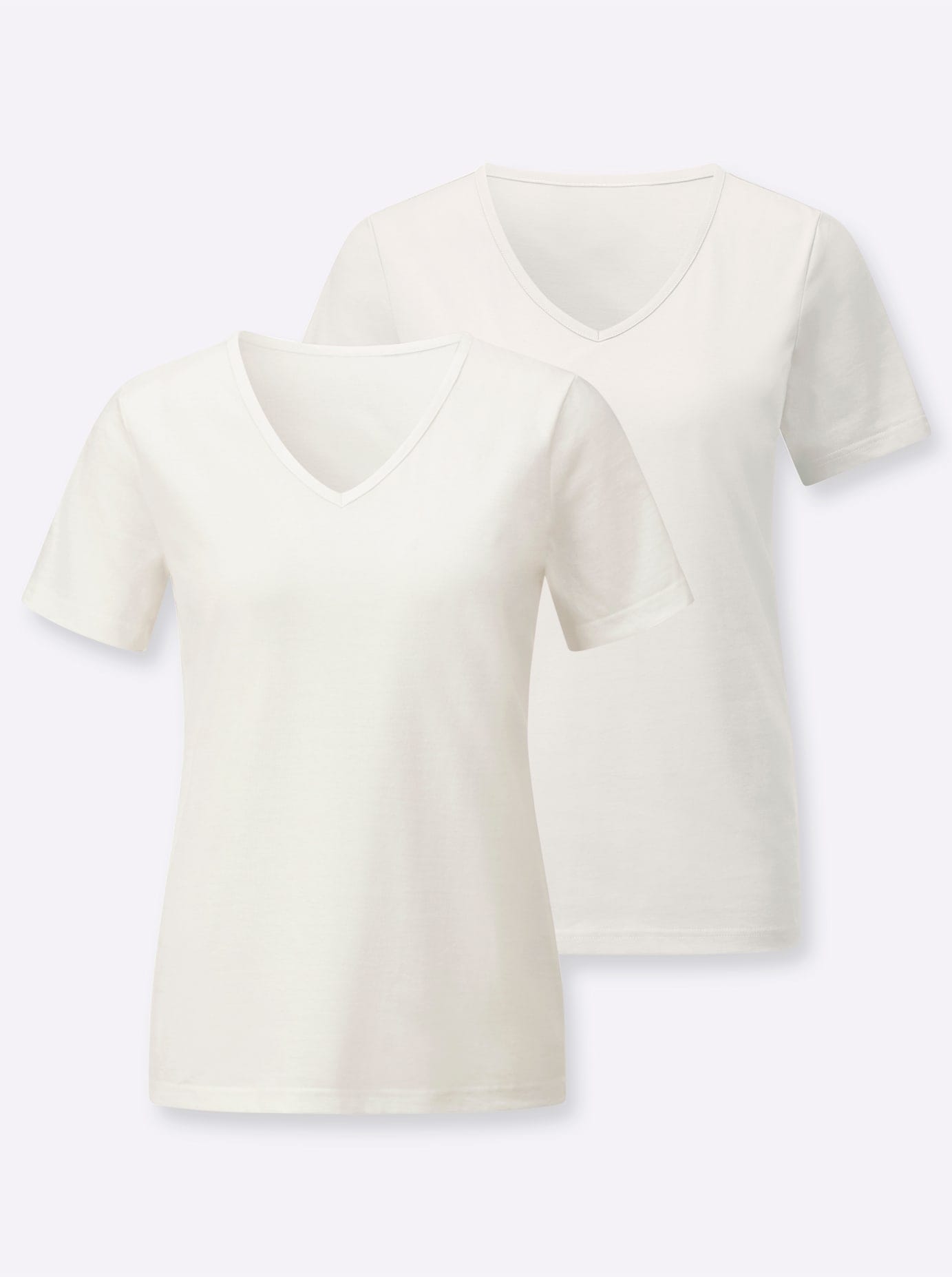 CASUAL LOOKS Damen Kurzarmshirt "2er-Pack Shirts"ecru, ecru, Gr. 38, unifarben, 100% Baumwolle, Shirts