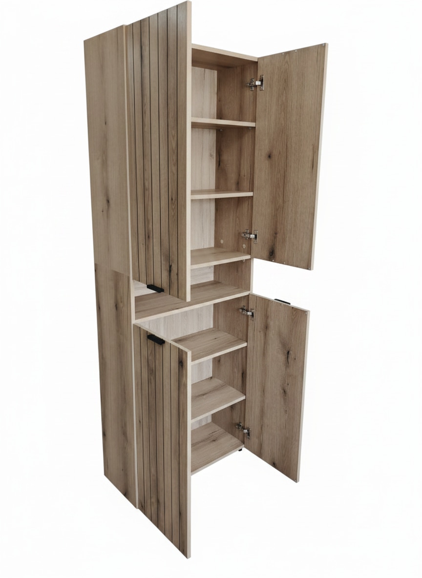 OTTO home Hochschrank »Baltrum« Breite 69,8 cm dekorative Lamellenoptik