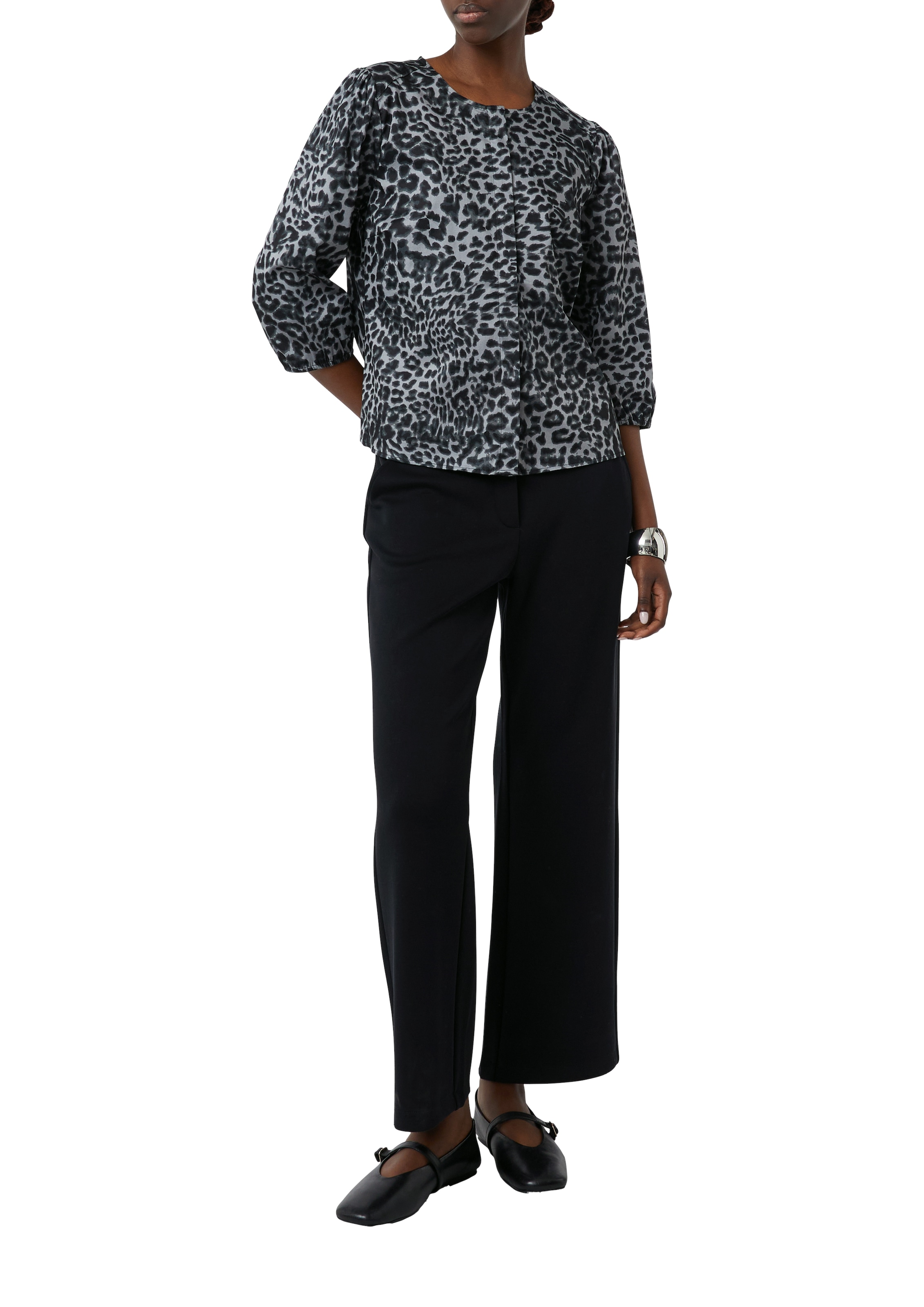 Comma Klassische Bluse, mit All-Over-Leo Print