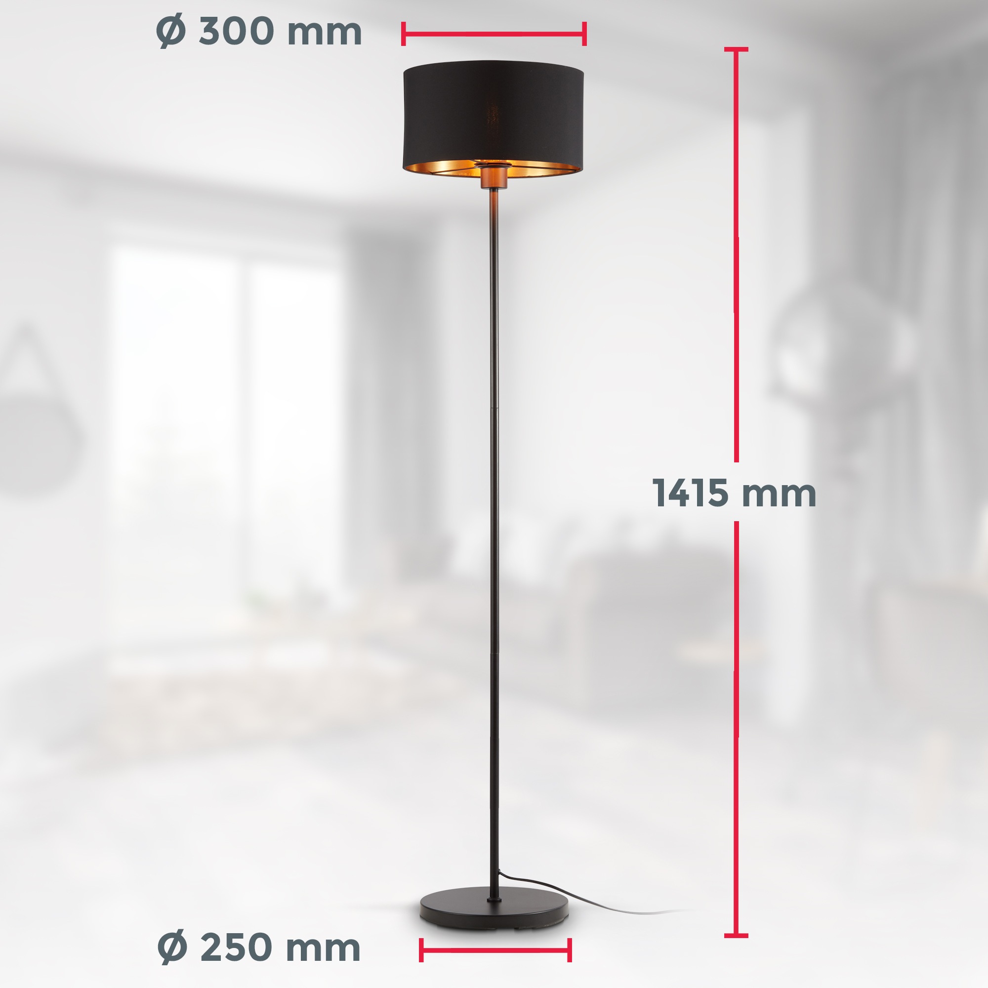 B.K.Licht Leuchten-Set, 3-teilig: Deckenleuchte (für 1 x E27) + Tischleuchte (für 1 x E27) + Stehleuchte (für 1 x E27)