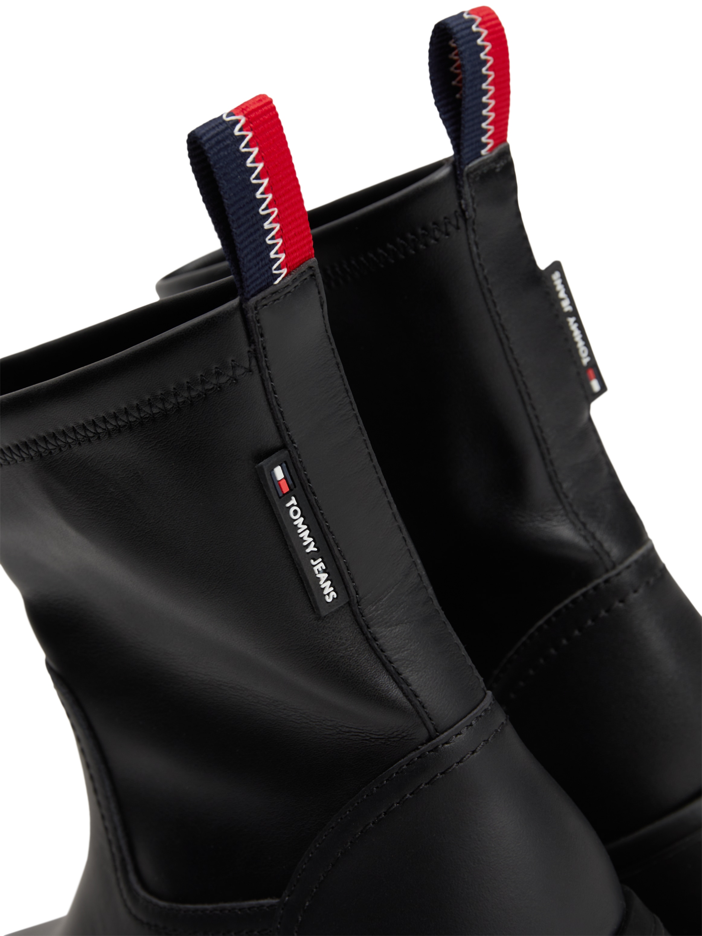 Tommy Jeans Stiefelette »TJW CHUNKY CHELSEA BOOT MIX MAT«, Blockabsatz, Plateau, Schlupfboots, Combat-Boots mit Label