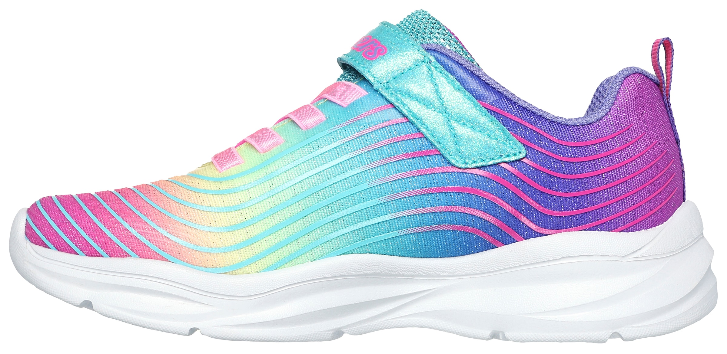 Skechers Sneaker »POWER JAMS - PASTEL SPEED«, Slip-On Sneaker, Klettschuh mit Regenbogen-Farbverlauf und Glitzer