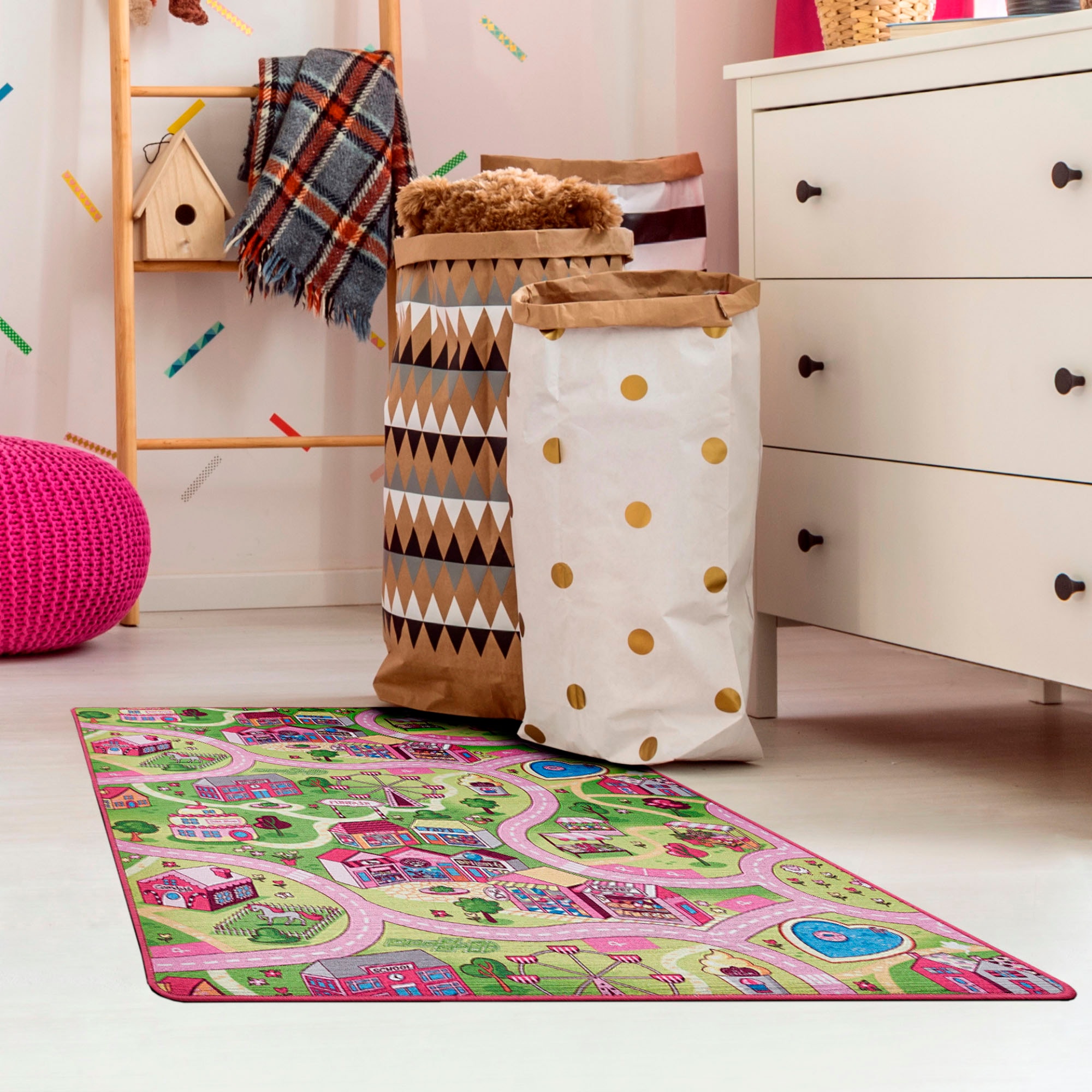 Andiamo Kinderteppich »Straße Lagerräumung«, rechteckig, 5 mm Höhe, Straßen-Spiel-Teppich, Sonderposten, für Mädchen & Jungen