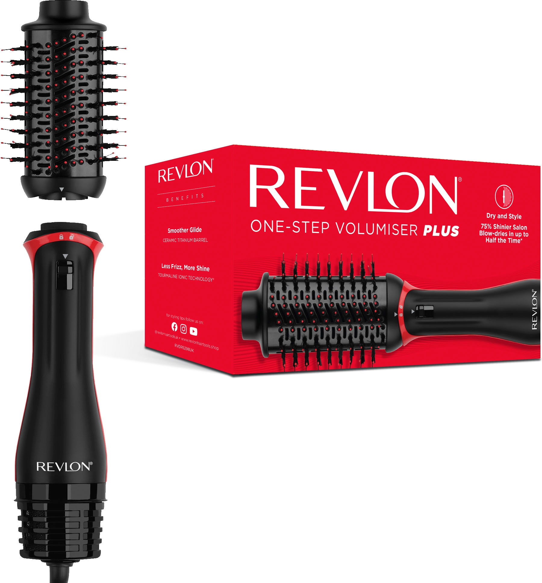 Revlon Warmluftbürste »One-Step Volumiser Plus RVDR5298E«, 1 Aufsätze}, Abnehmbarer Kopf, Keramik Titan Platte