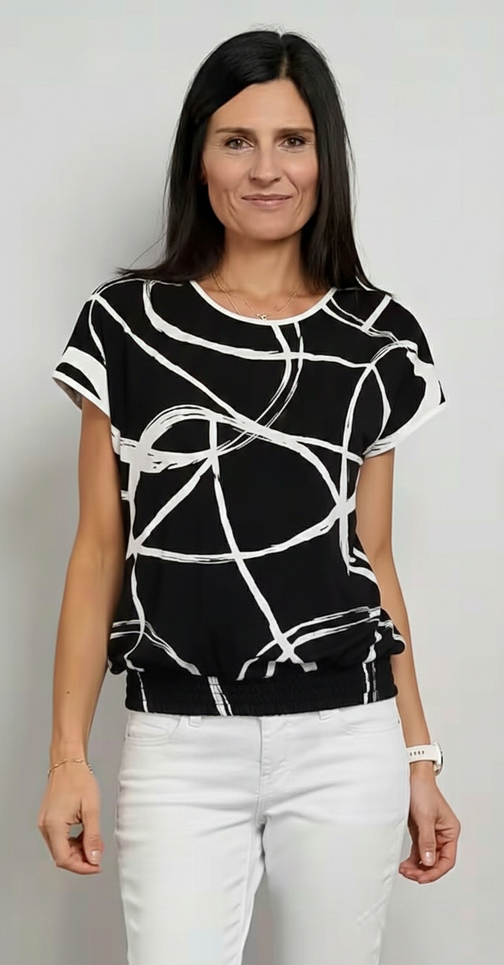 Seidel Moden Kurzarmshirt mit grafischem Muster - Rundhals  - MADE IN GERMANY