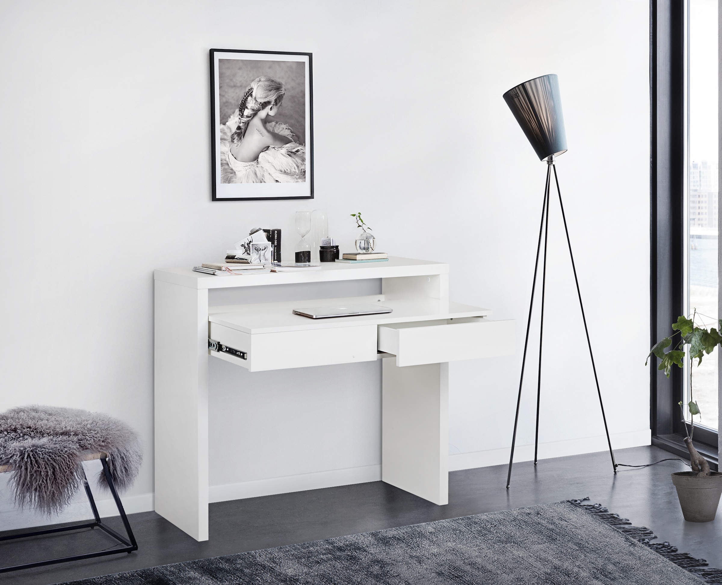 Woodman Schreibtisch "Console10, Konsolentisch, Tisch" puristisches Design, Breite 36 - 56 cm, FSC-zertifiziert