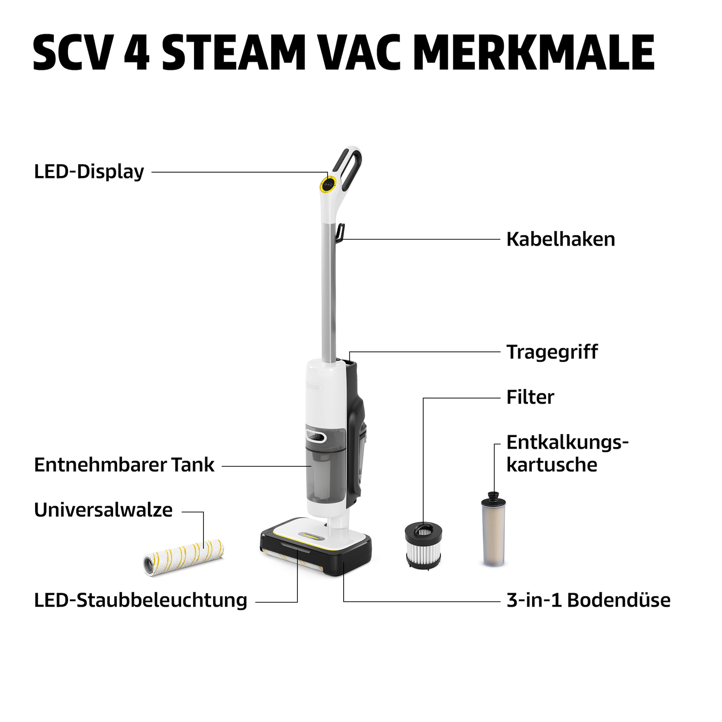 KÄRCHER Dampfreiniger »SCV 4 Steam Vac« 1300 Watt Heizleistung