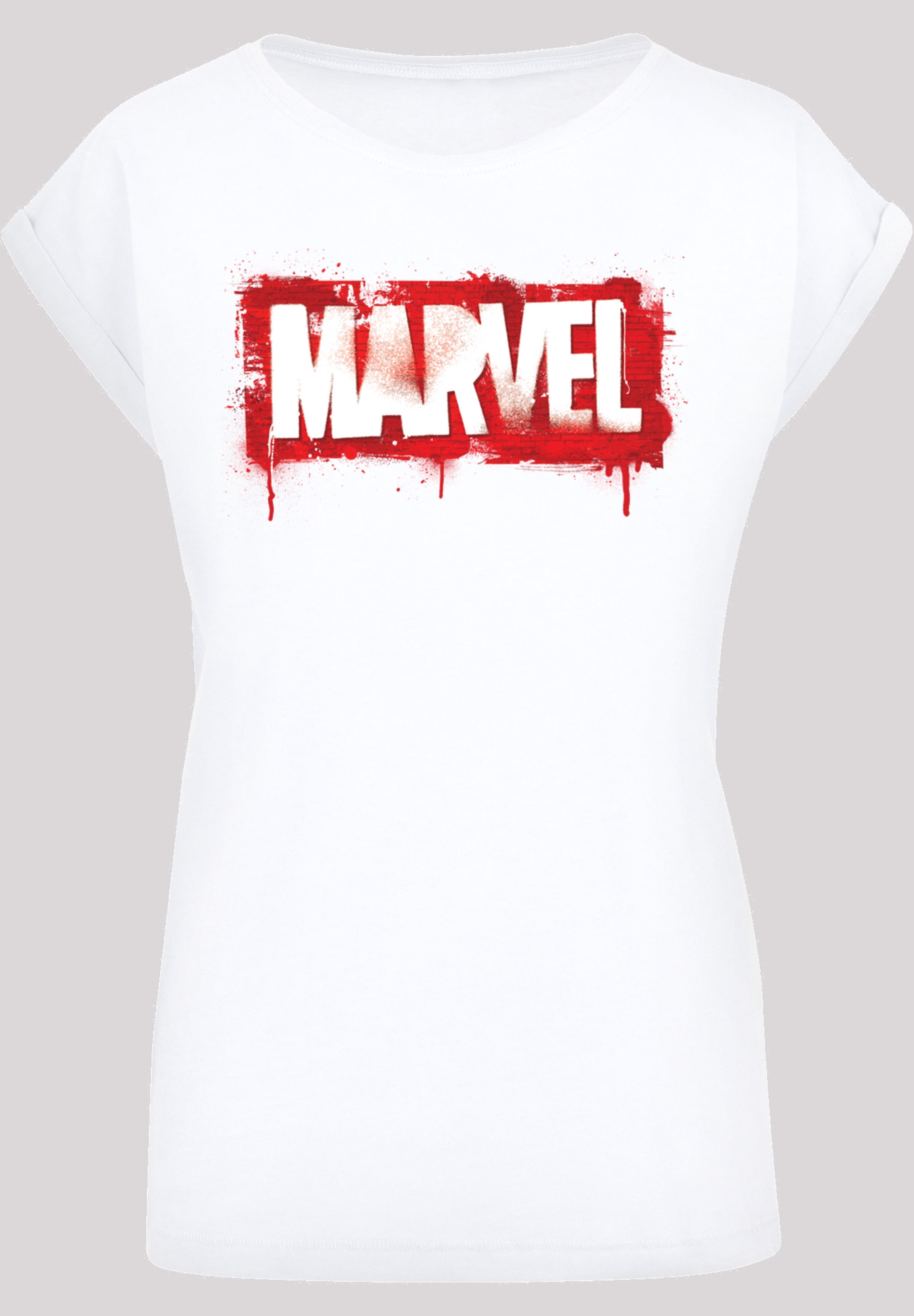 F4NT4STIC Kurzarmshirt »Damen Marvel Spray Logo with Ladies Extended  Shoulder Tee«, (1 tlg.) bestellen | BAUR