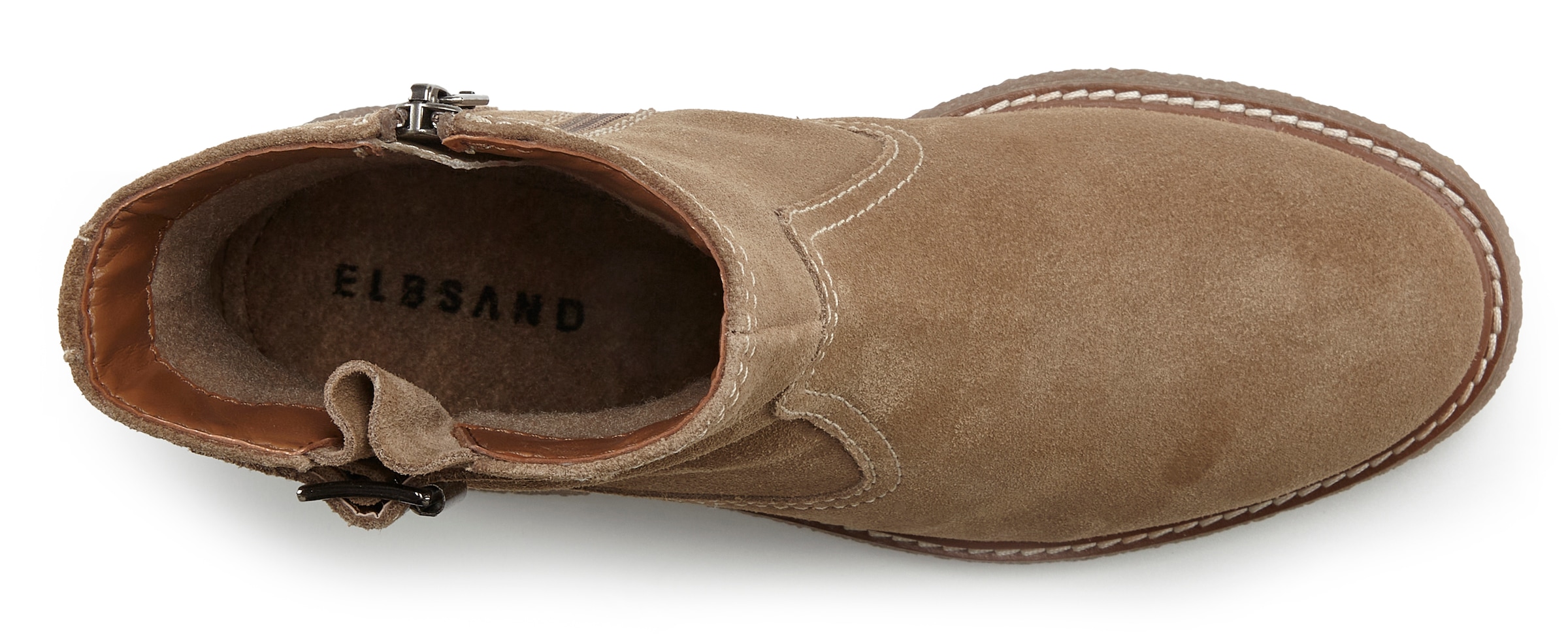 Elbsand Stiefelette, gefütterte Stiefelette mit Zierschnalle, Lederboot