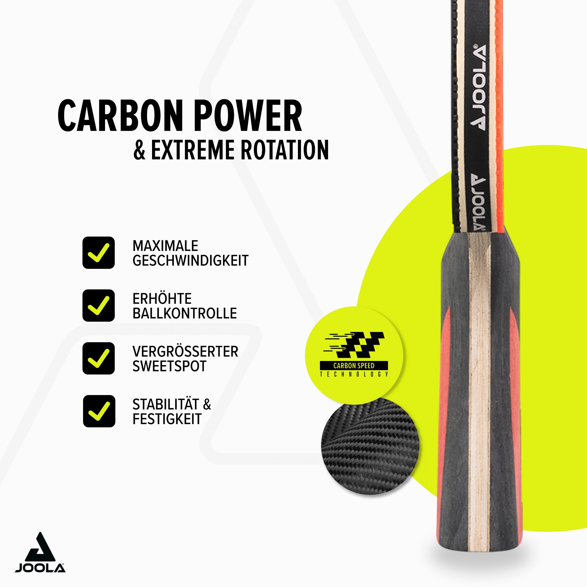 Joola Tischtennisschläger »TT-BAT Carbon Speed«, (Set, mit Bällen-mit Schlägerhülle)
