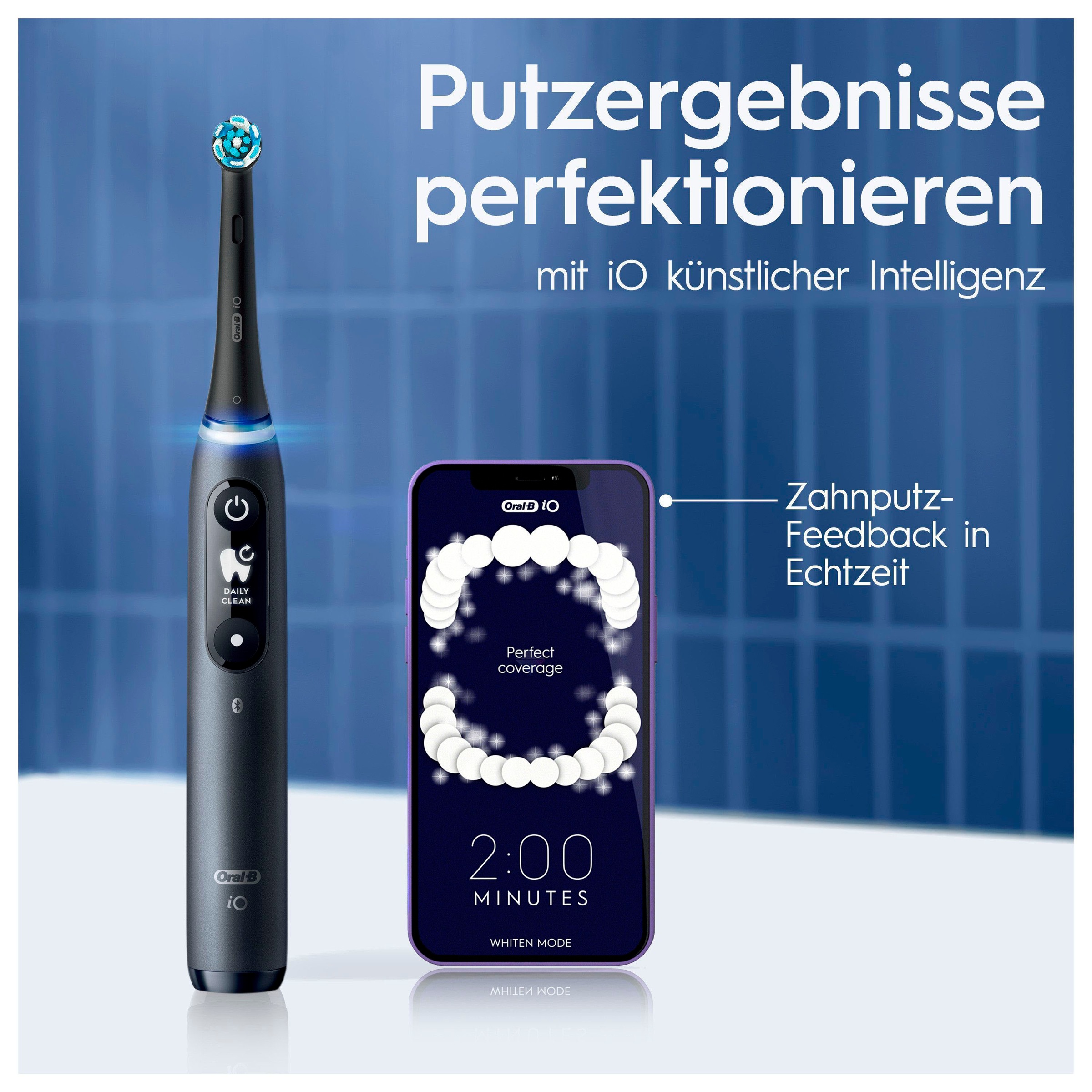 Oral-B Elektrische Zahnbürste »iO 7«, 2 St. Aufsteckbürsten, mit Magnet-Technologie, Display, 5 Putzmodi, Reiseetui