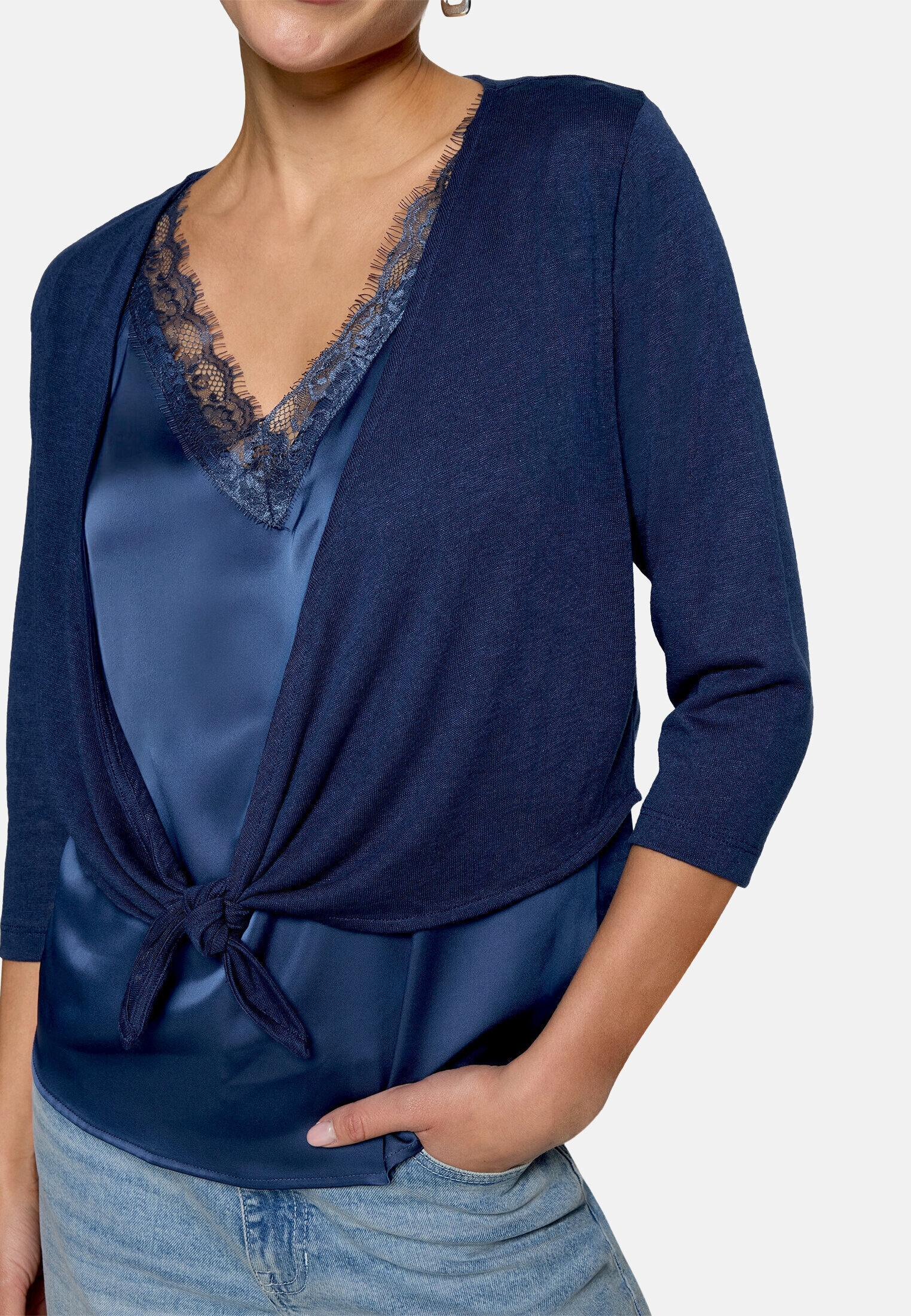 Zero Sweatjacke »Damen mit 3/4 Arm« Wickel-Design