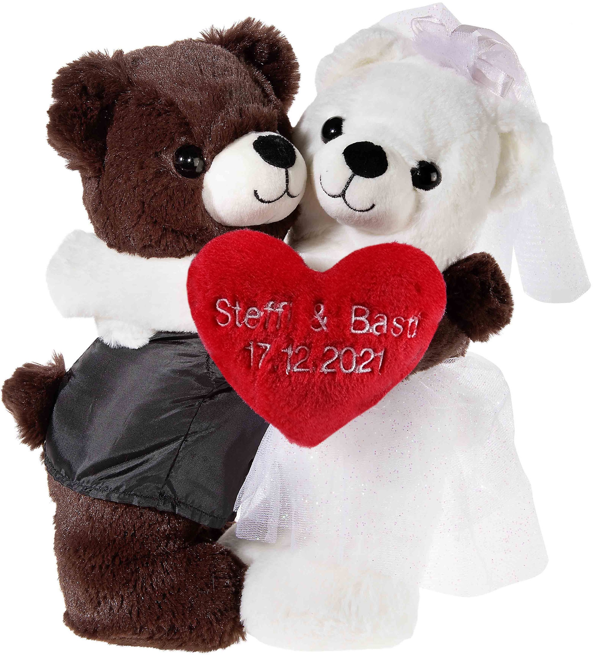 Heunec® Kuscheltier »Hochzeitsbärenpaar Bär & Bärin, individuell bestickbar«, mit individueller Bestickung