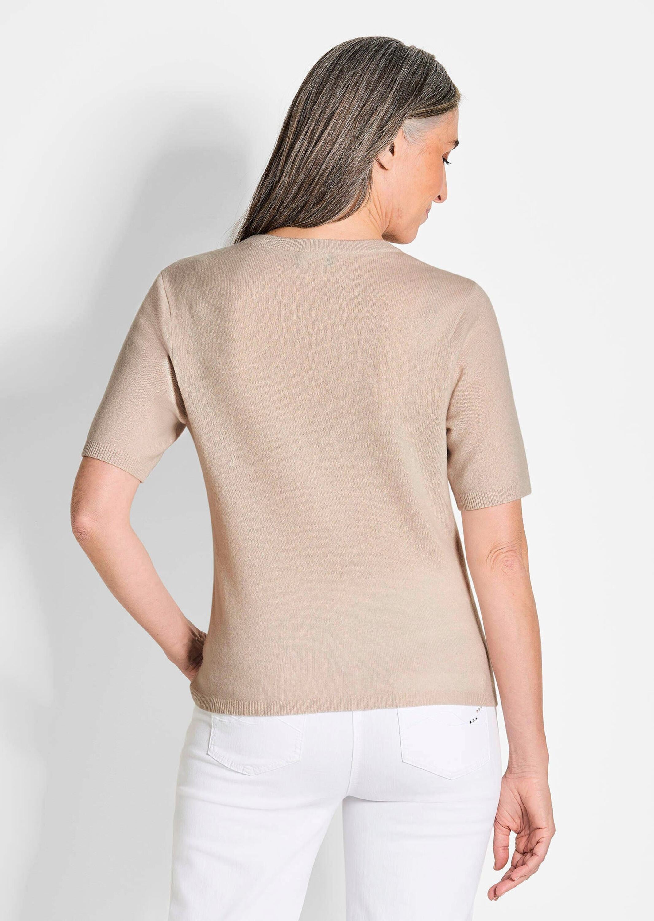 GOLDNER Kurzarmpullover »Kaschmirpullover mit Rundhals Halbarmpullover mit Rundhals aus Kaschmir«