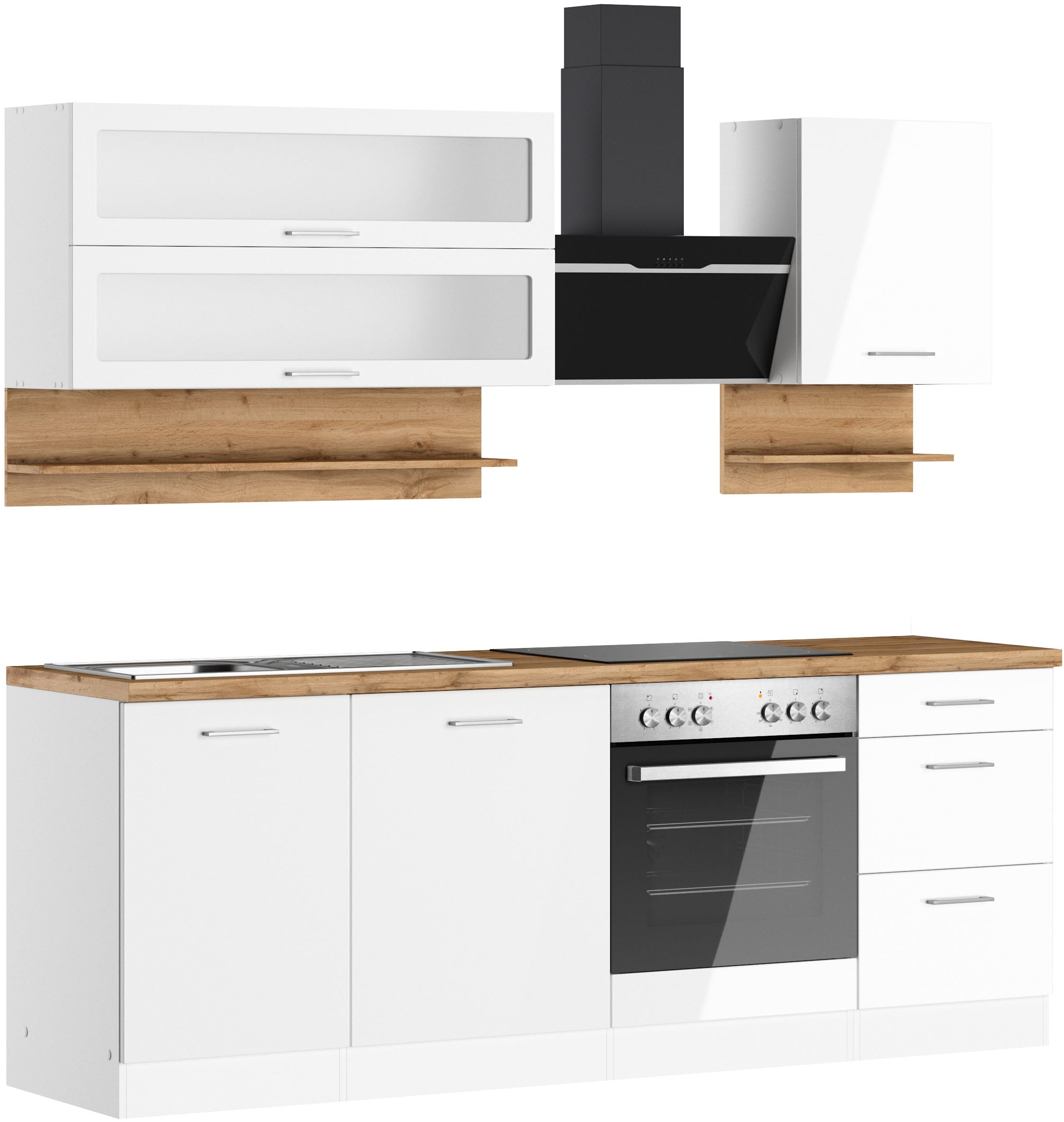KOCHSTATION Küchenzeile "KS-Milan", 220 cm breit, robuste Metallauszüge, vi günstig online kaufen