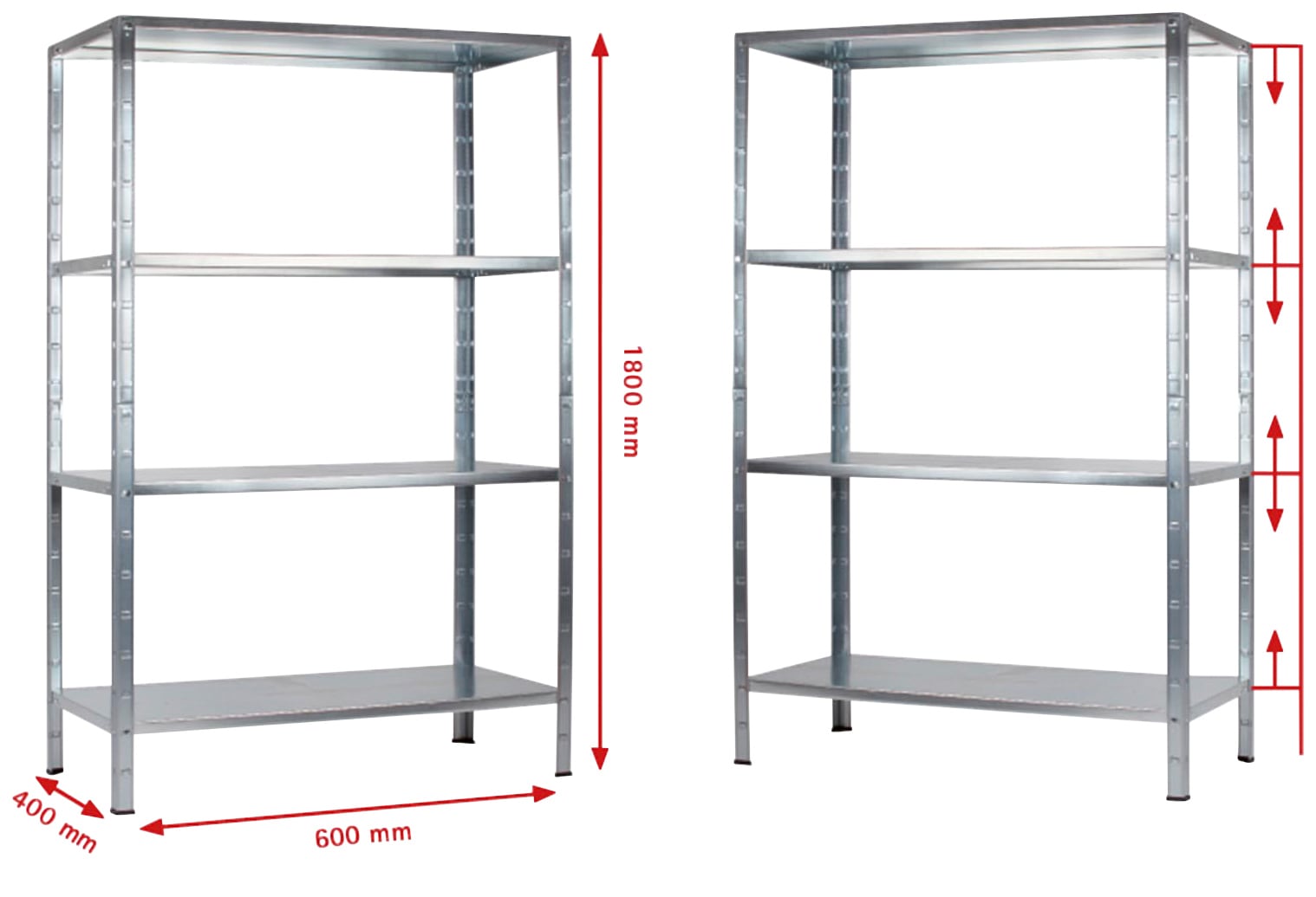 1800x600x400 auf Regalwelt »Stecksystem-Grundregal«, Böden 4 verzinkt, SCHULTE mm, | Metall BAUR Steckregal Rechnung