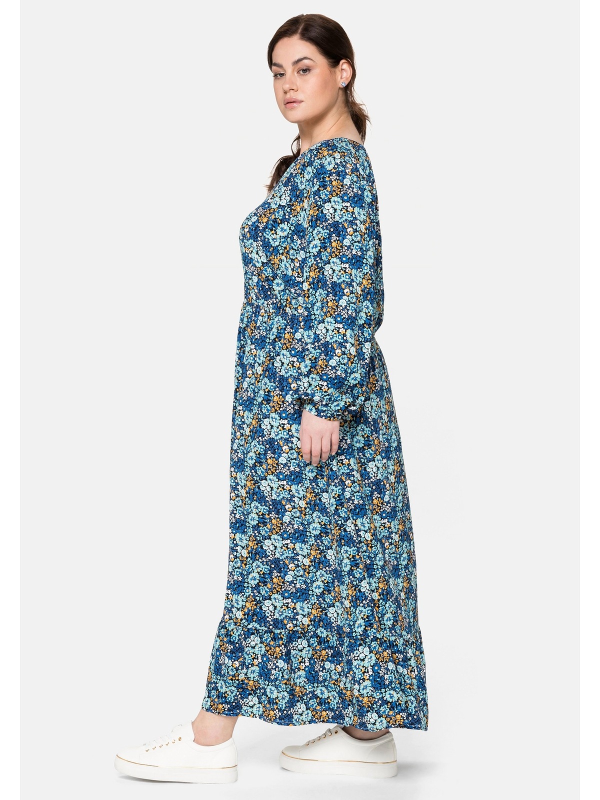 Sheego Maxikleid »Große Größen«, mit floralem Print und V-Ausschnitt