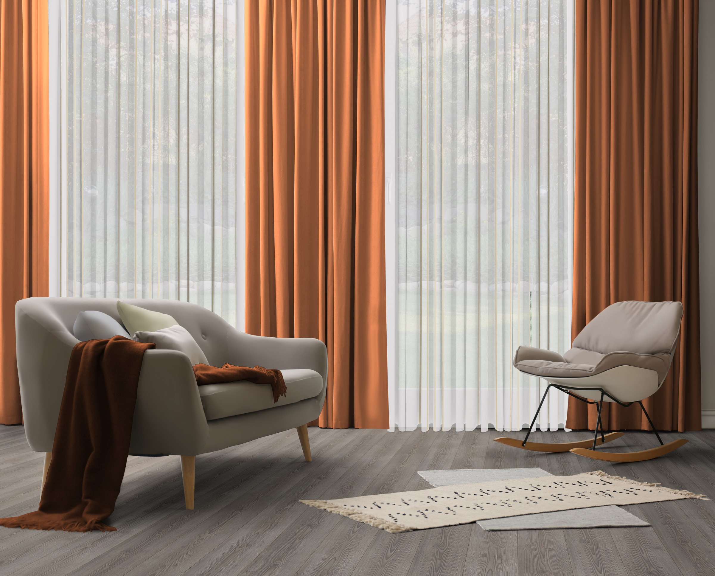 Vorhang WIRTH, B:142cm H:205cm, orange, Polyester, Wohnzimmer, Gardinen, "Dim out", nach Maß