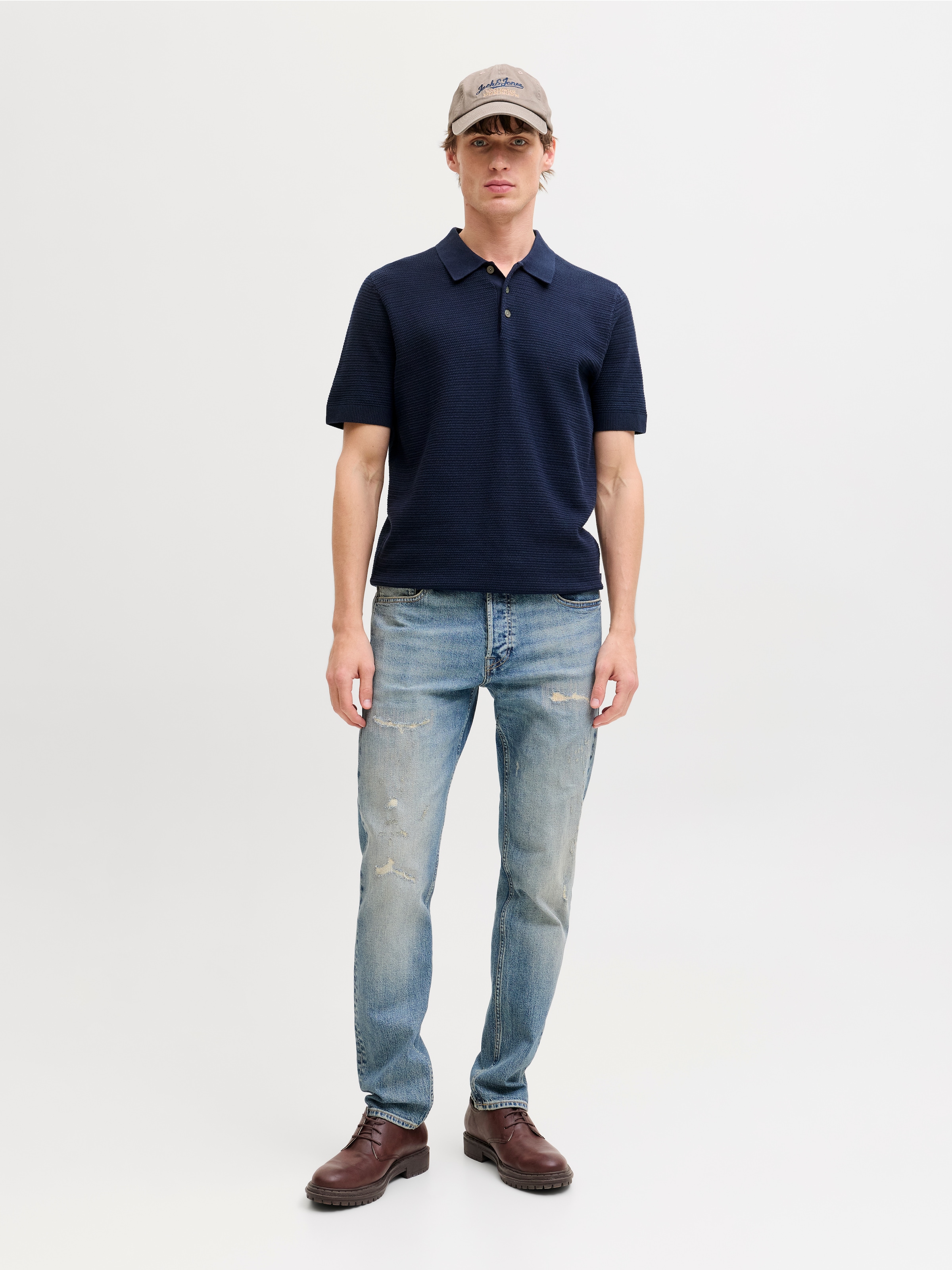 Jack & Jones Polokragenpullover »JPRBLURILEY KNIT POLO SS SN« Baumwolle, regular fit