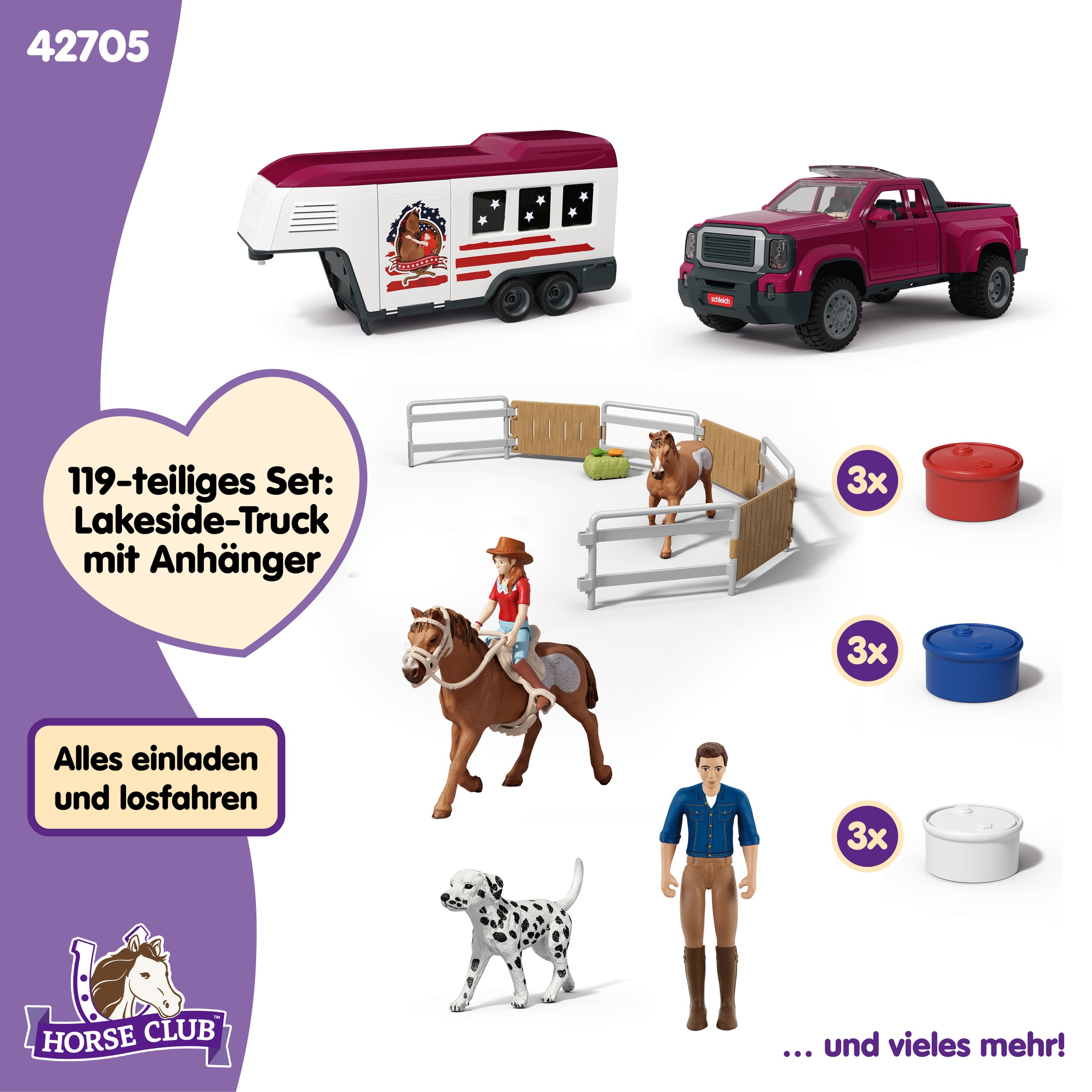 Schleich® Spielfigur »HORSE CLUB, Lakeside Truck mit Anhänger (42705)«