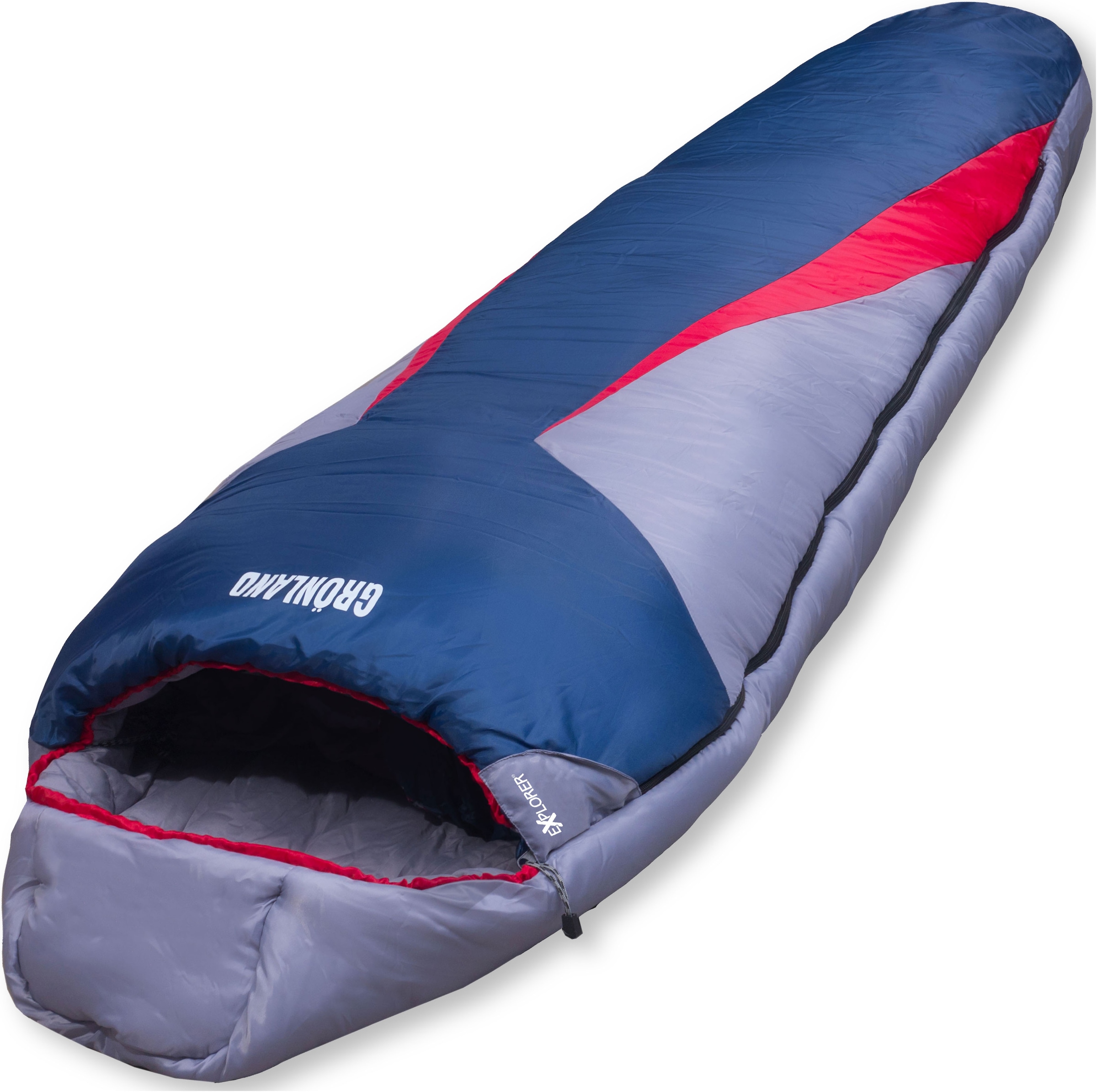 EXPLORER Mumienschlafsack "Grönland Camping Schlafsack 230x82x55cm Outdoor warm", B/L: 82cm x 230cm,mit Reißverschluss, bunt, Schlafsäcke,