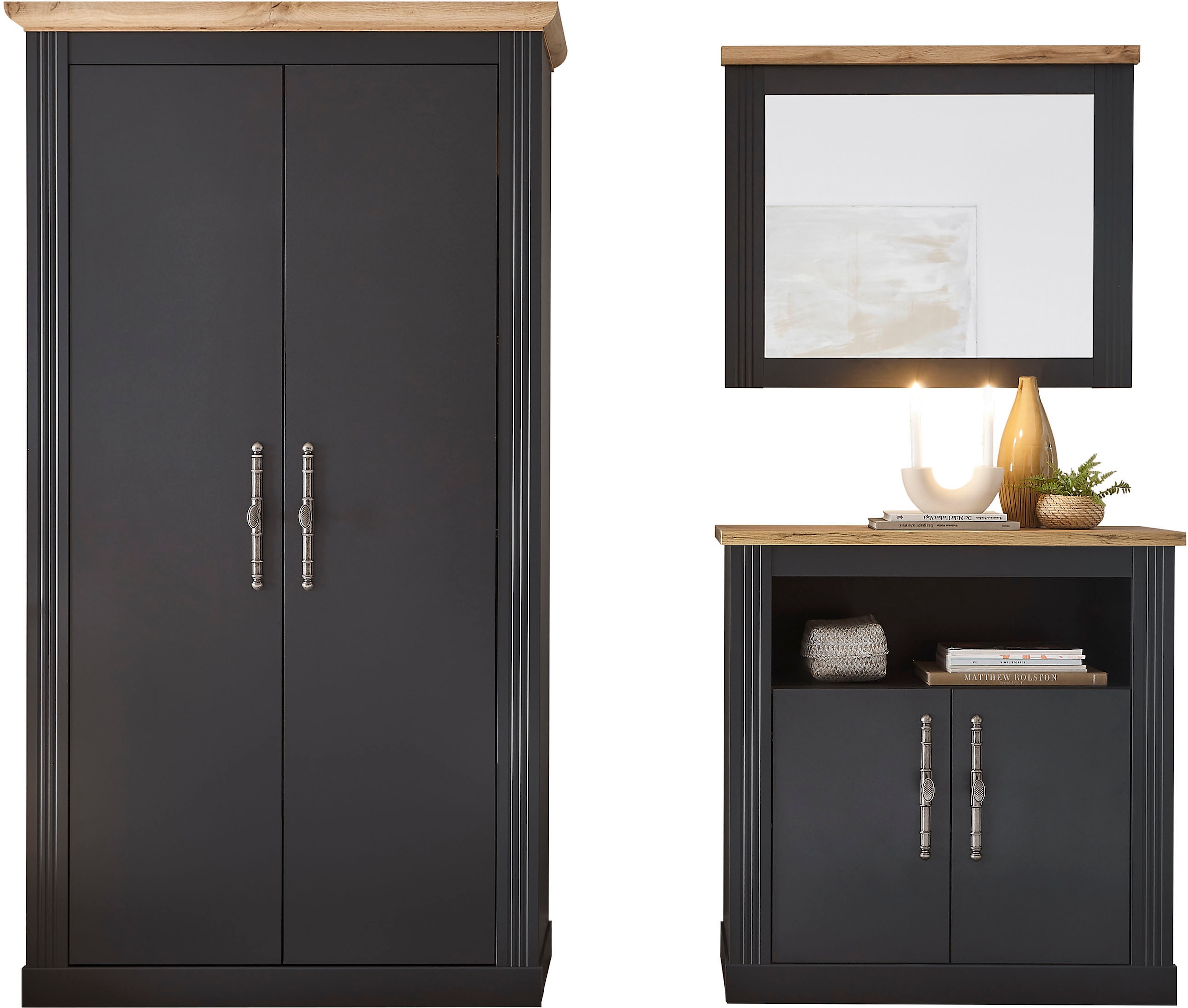 OTTO home Garderoben-Set "Westminster, Garderobe im Landhausstil, Komplettset mit viel Stauraum" 3 Stk. tlg.