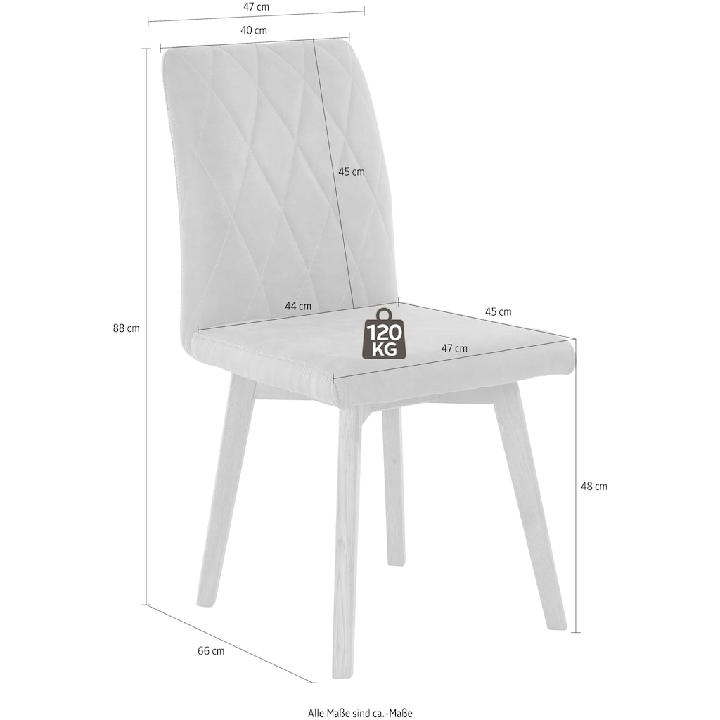 Home affaire Esszimmerstuhl »Brest«, (Set), 2 St., Microfaser, Gestell aus Eiche Massivholz geölt