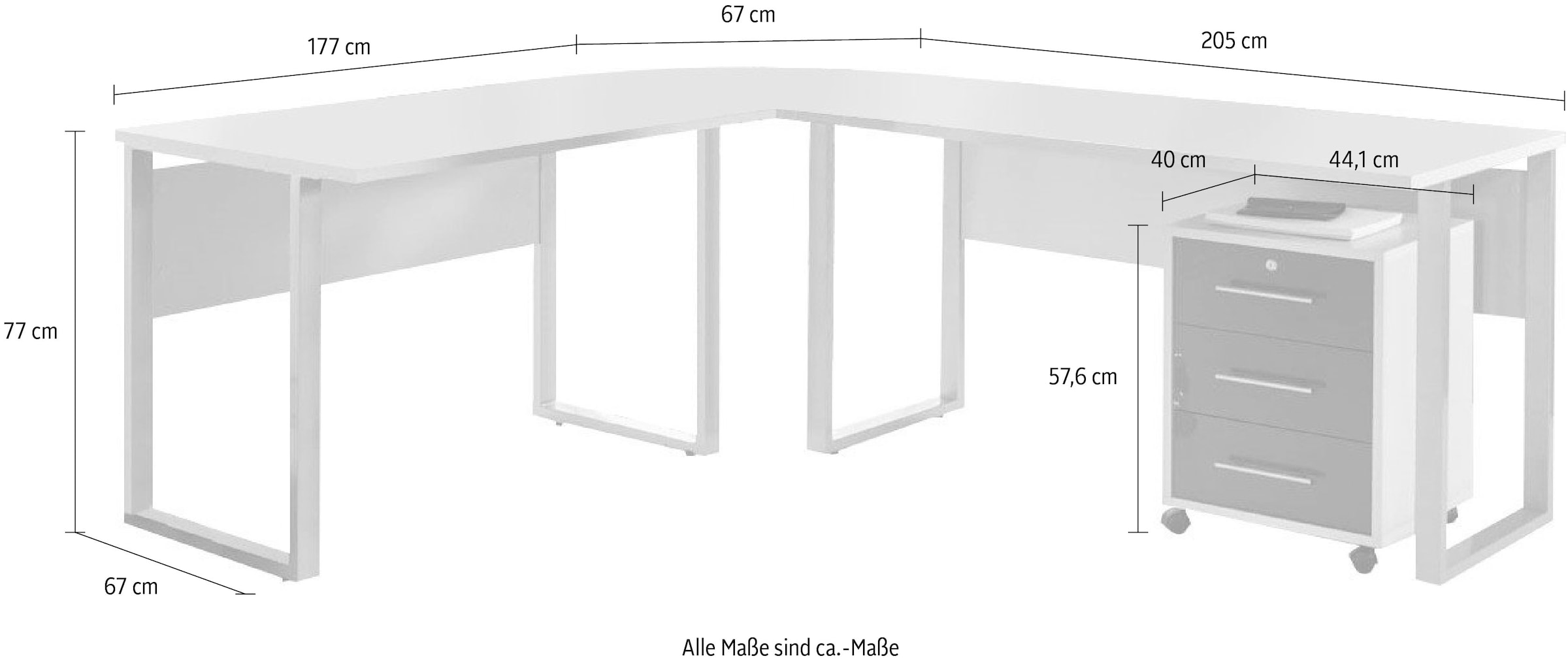 BMG Möbel Büromöbel-Set »Tabor«, (Set, 2 tlg.)