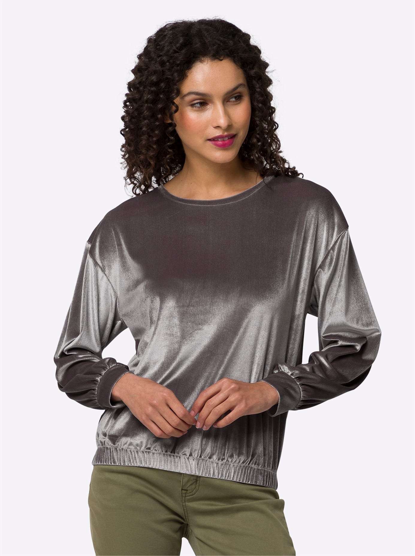 heine Langarmshirt "Samt-Shirt" 1 Stk. tlg. günstig online kaufen