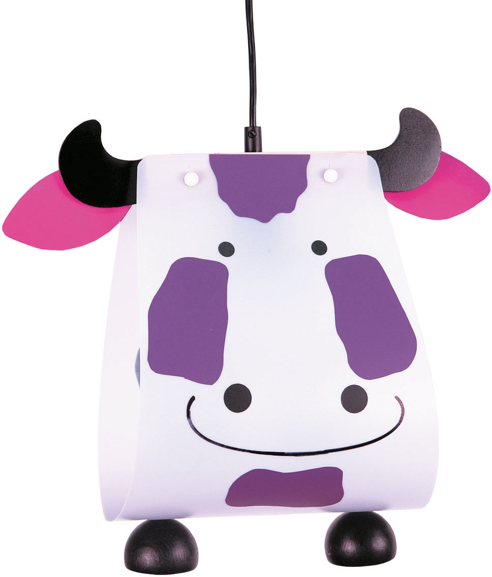 NIERMANN Hängeleuchte "Kuh, Kinderlampe, Kinderzimmer", lila (weiß, lila), 1, H: 20cm, 1 Stk., Leuchten, Pendelleuchte Kuh, Kinderlampe